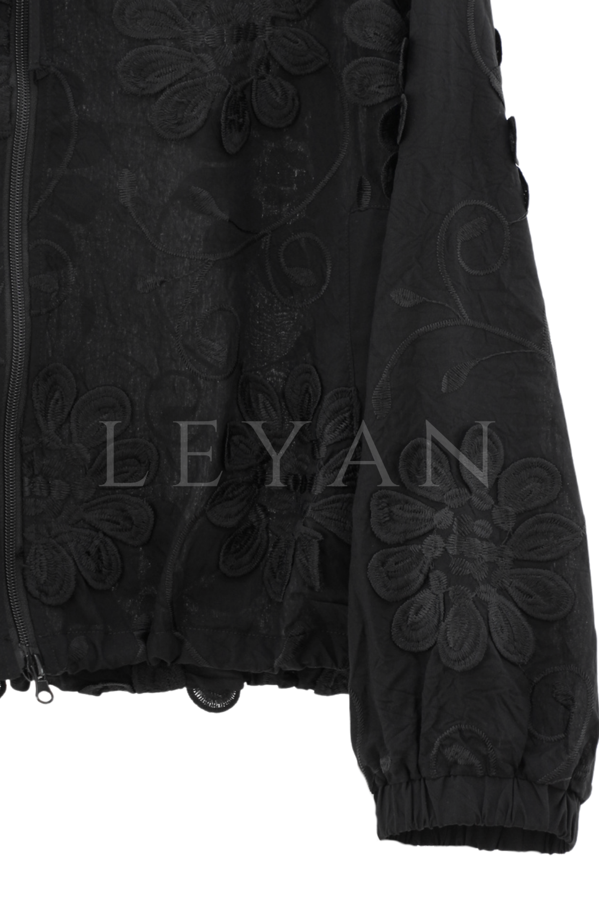 Levidor Çiçek Figürlü Ceket-LYN04661 Siyah