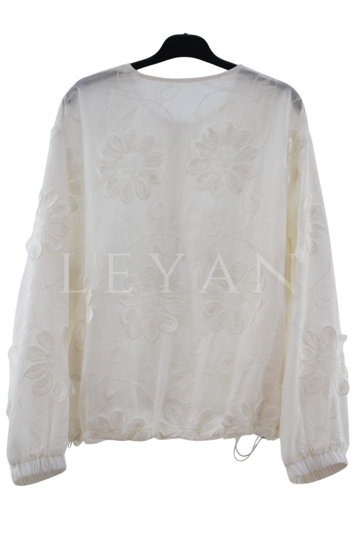 Levidor Çiçek Figürlü Ceket-LYN04661 Beyaz