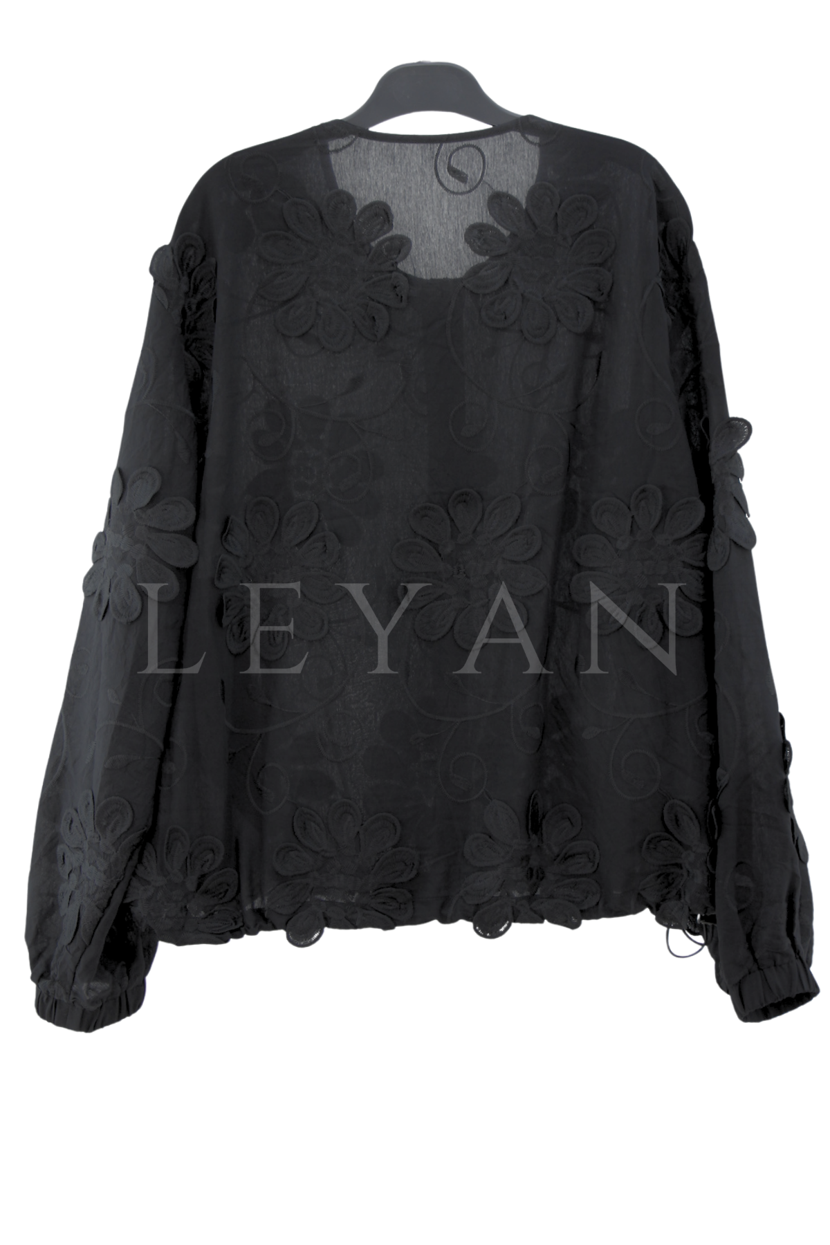 Levidor Çiçek Figürlü Ceket-LYN04661 Siyah