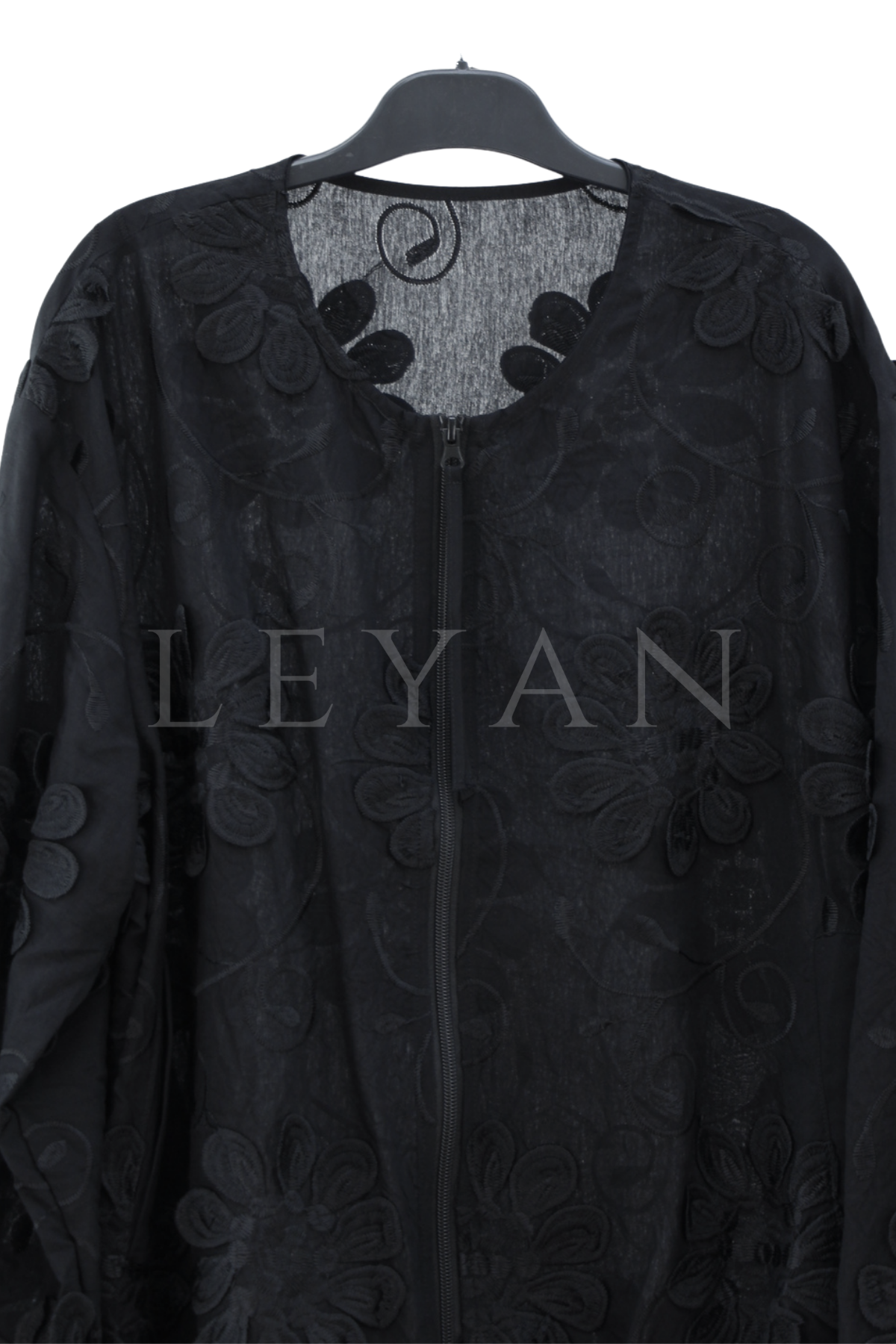 Levidor Çiçek Figürlü Ceket-LYN04661 Siyah