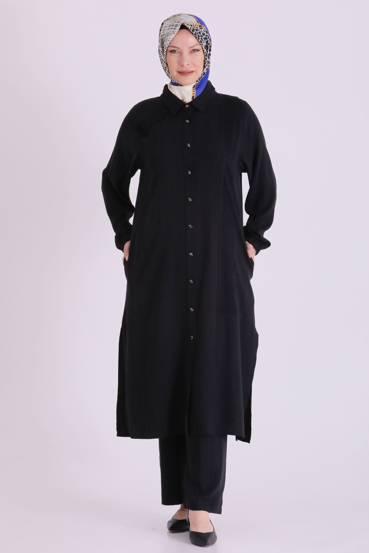 Behrem Güpür Detaylı Takım-LYN04663 Siyah