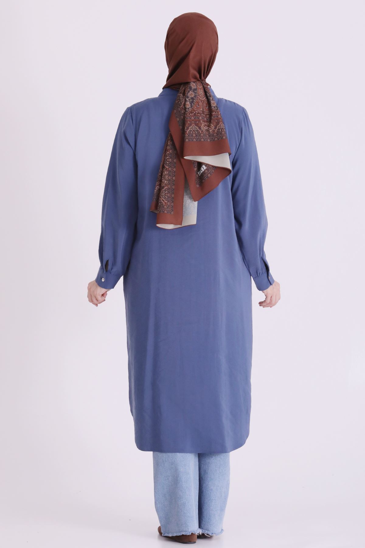 Behrem Boncuk İşlemeli Tunik-LYN04664 İndigo