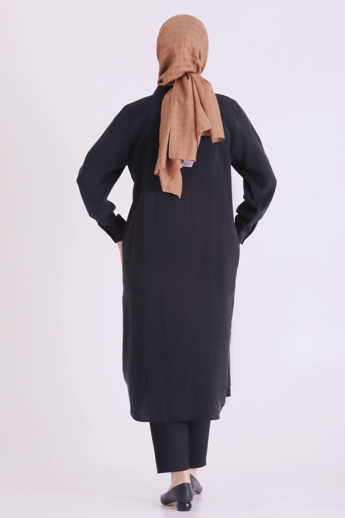 Behrem Boncuk İşlemeli Tunik-LYN04664 Siyah