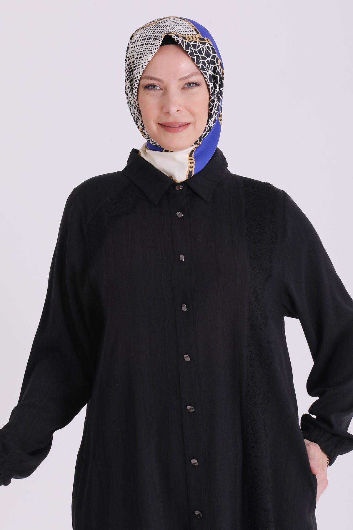 Behrem Güpür Detaylı Takım-LYN04663 Siyah