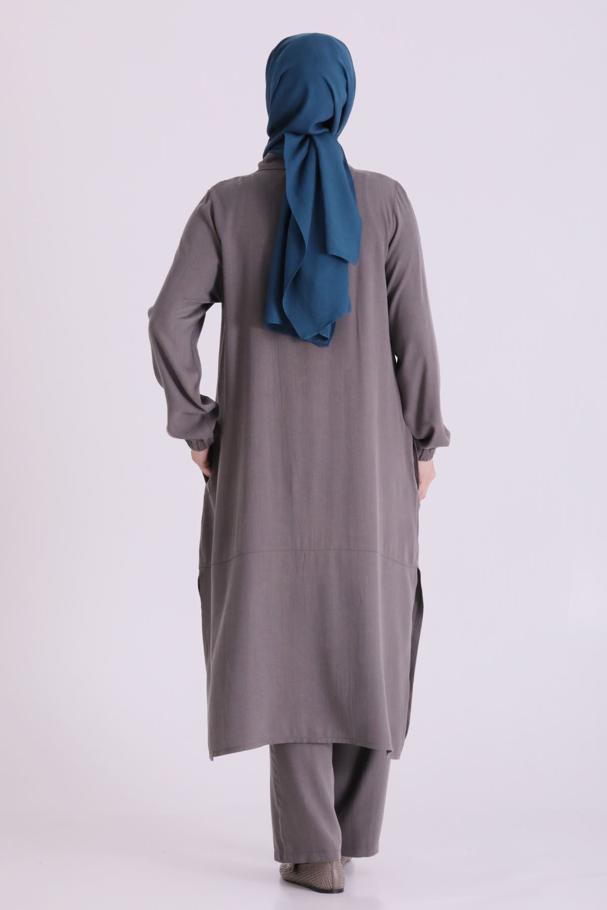 Behrem Güpür Detaylı Takım-LYN04663 Duman Gri