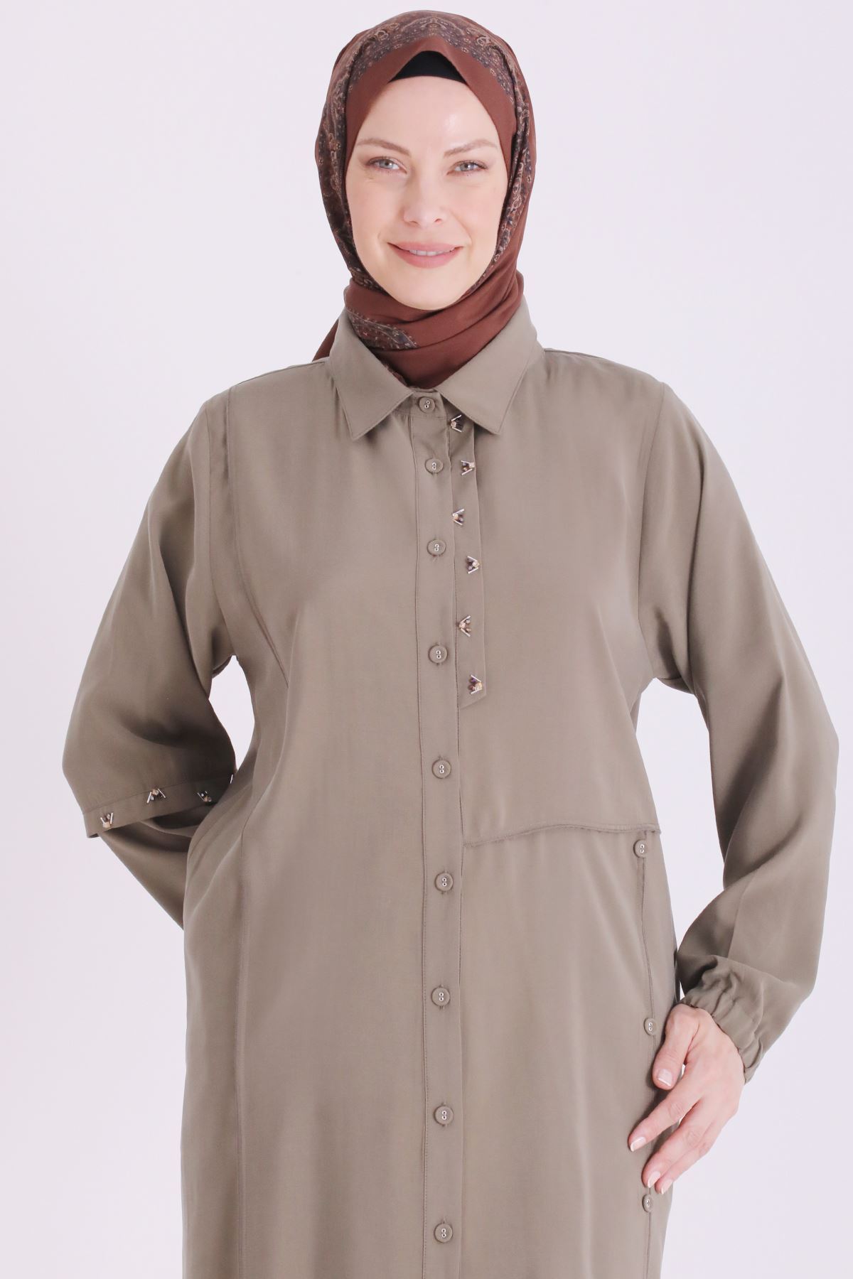 Behrem İşlemeli Tunik- LYN04668 Haki