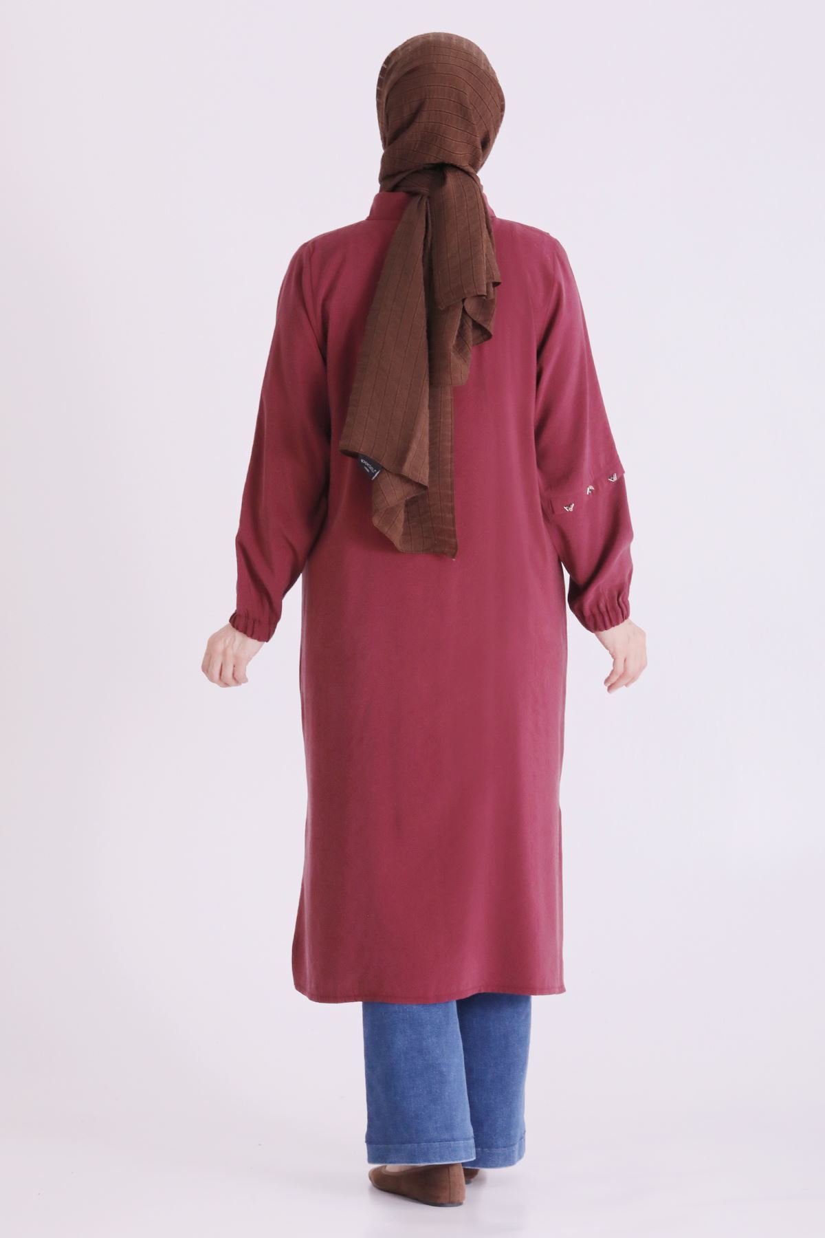 Behrem İşlemeli Tunik- LYN04668 Bordo