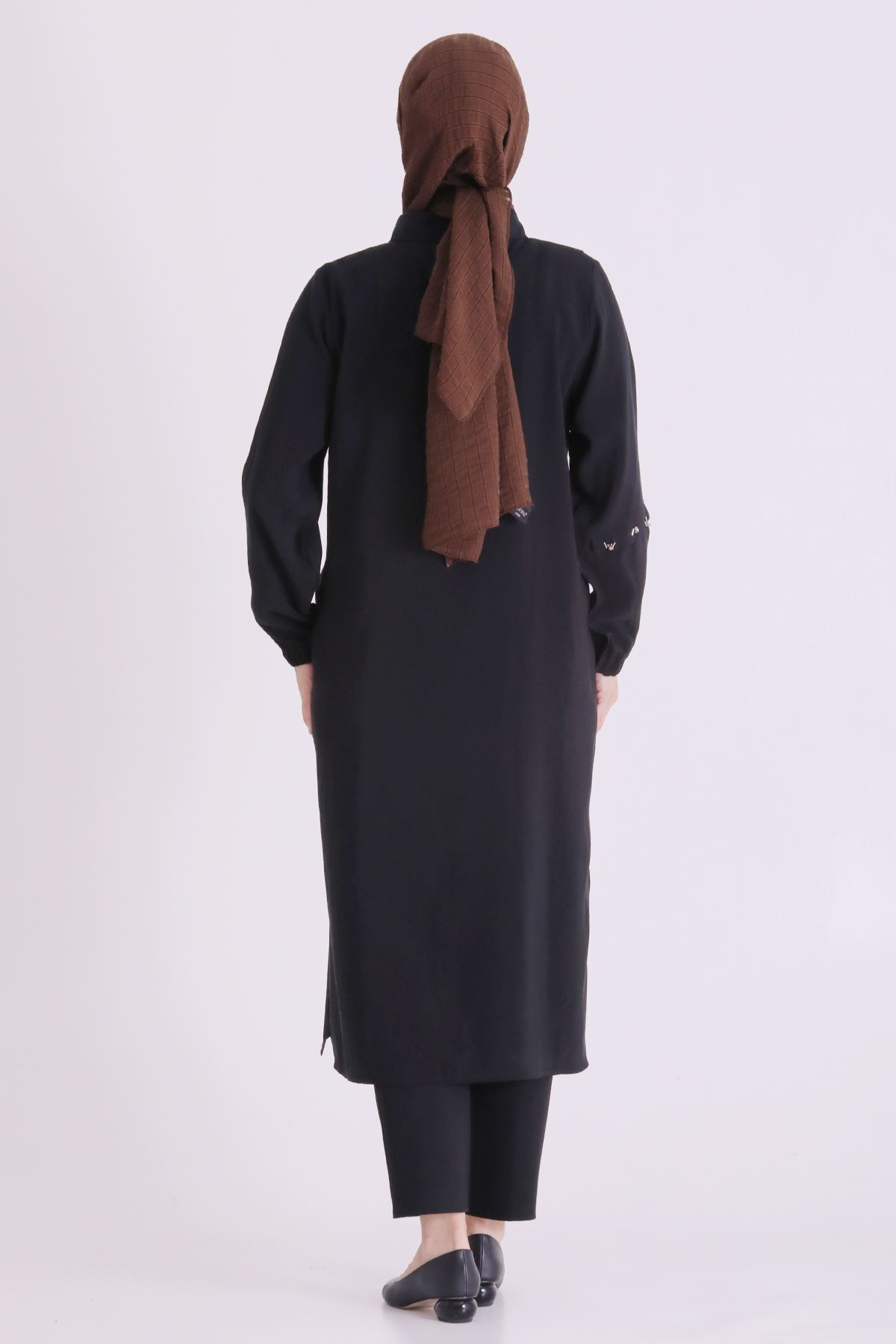 Behrem İşlemeli Tunik- LYN04668 Siyah