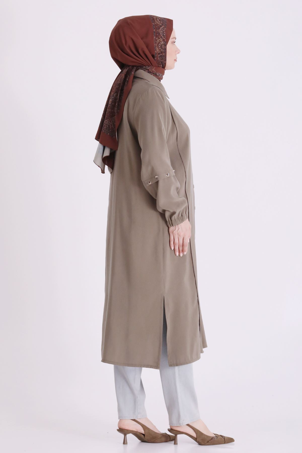 Behrem İşlemeli Tunik- LYN04668 Haki