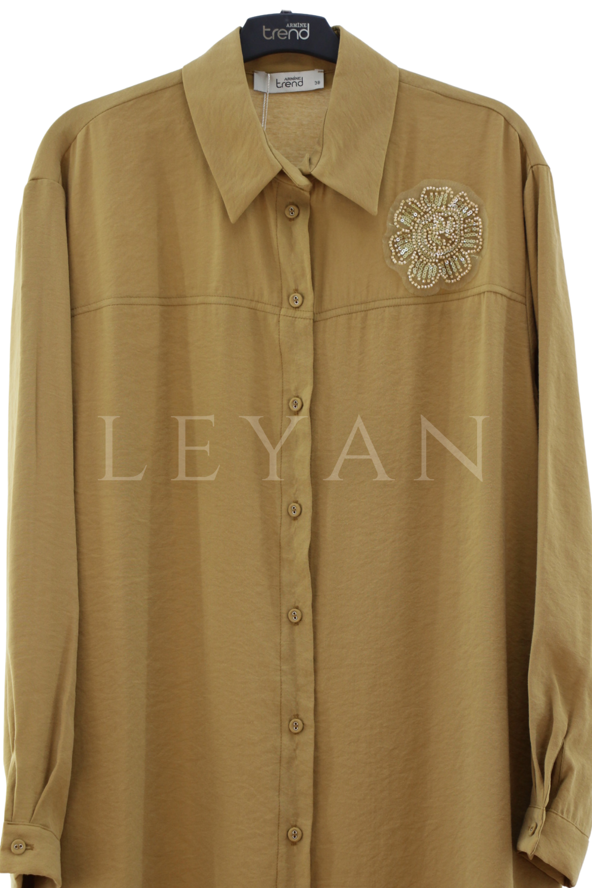 Armine Trend İşleme Detaylı Tunik-LYN04672 Yağ Yeşili