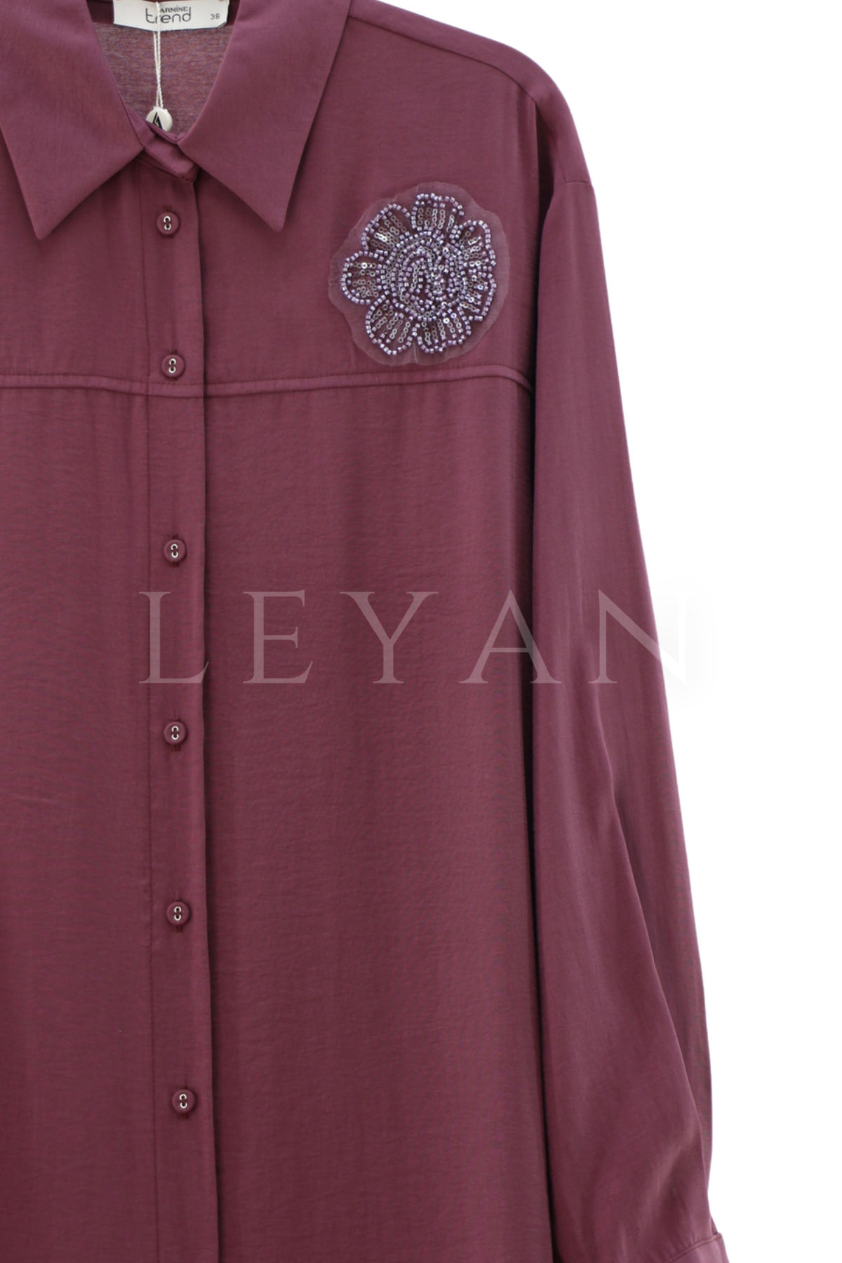 Armine Trend İşleme Detaylı Tunik-LYN04672 Vişne