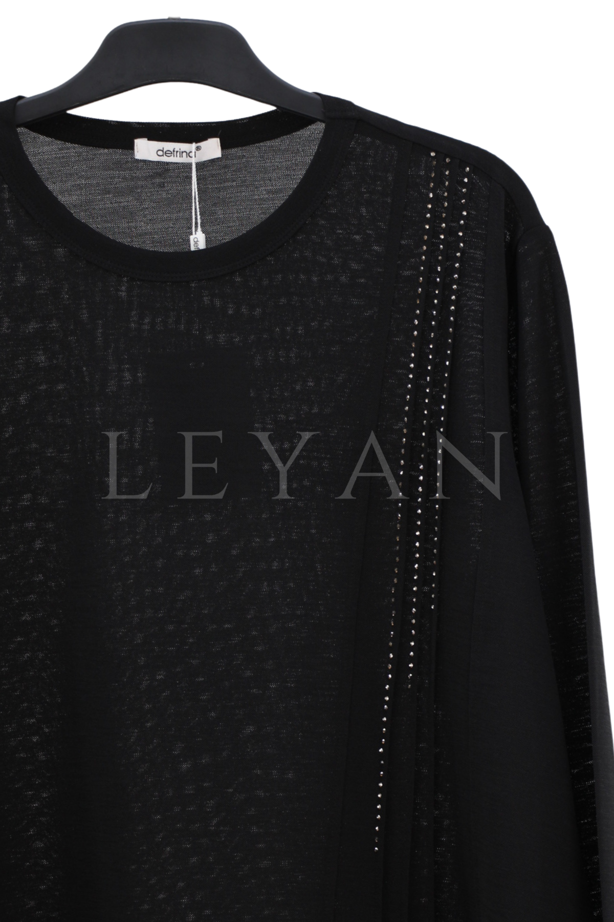 Defrina Taşlı Bluz-LYN04675 Siyah