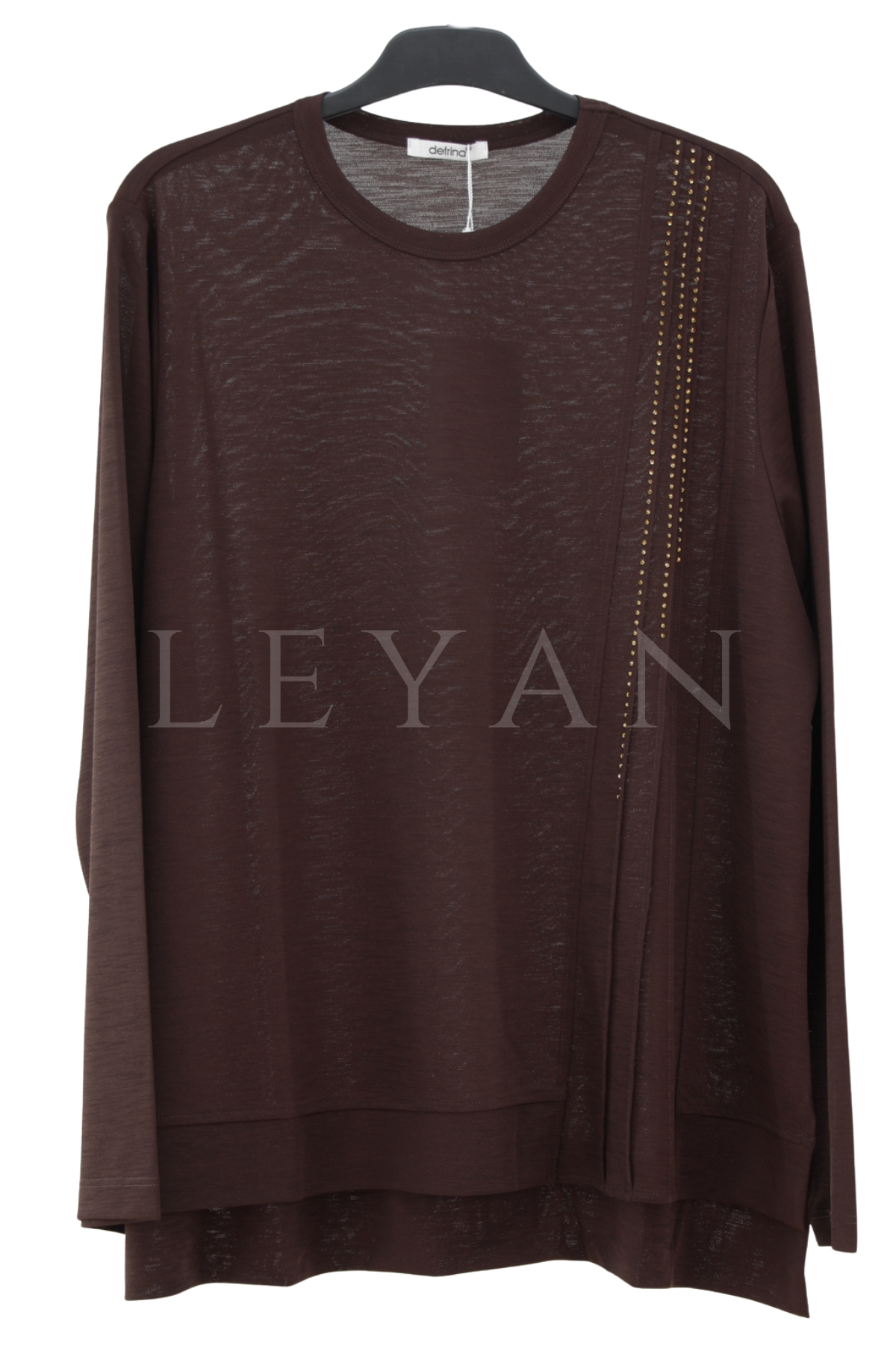 Defrina Taşlı Bluz-LYN04675 Kahve