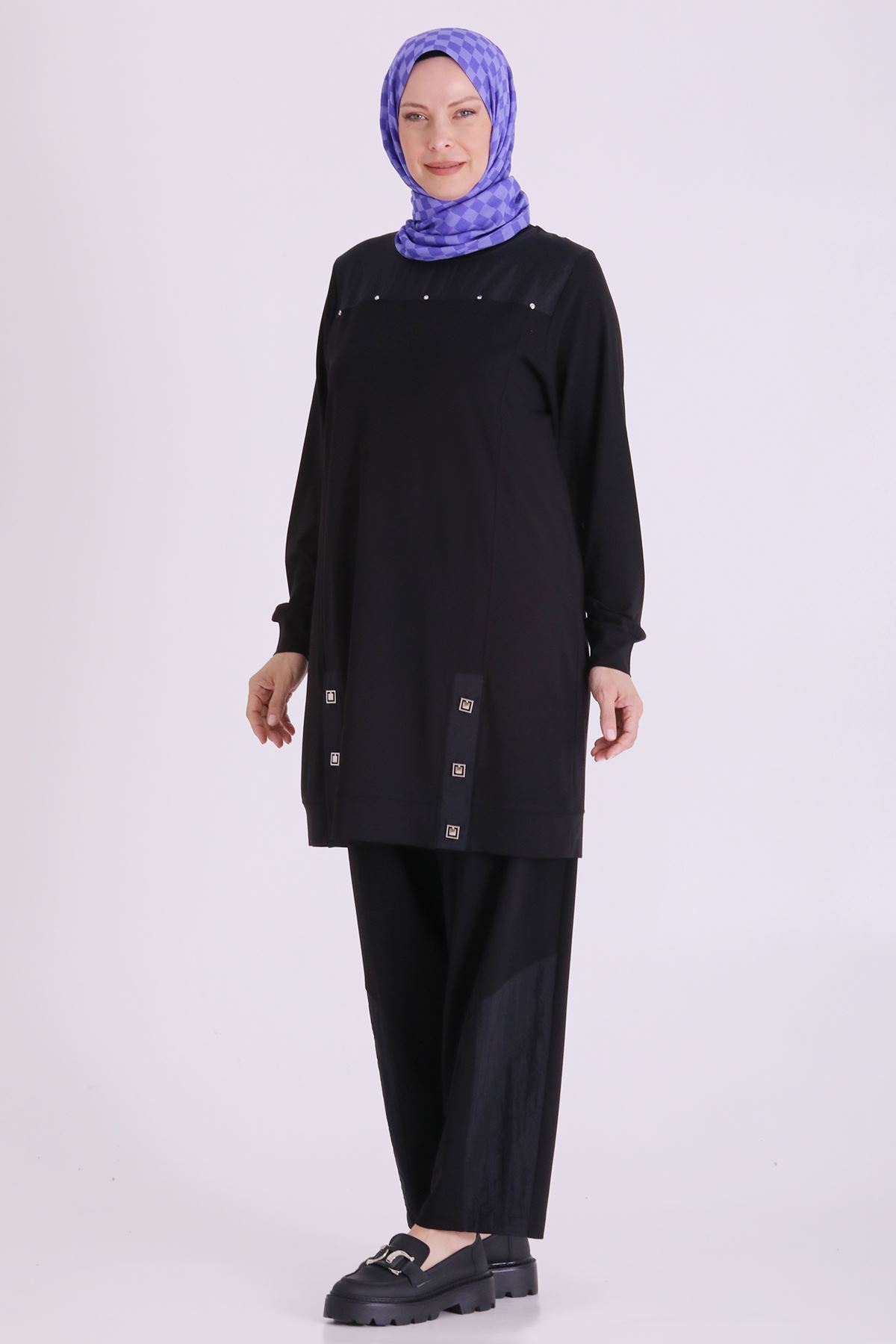 Behrem Çıtçıt Detaylı Takım-LYN04676 Siyah