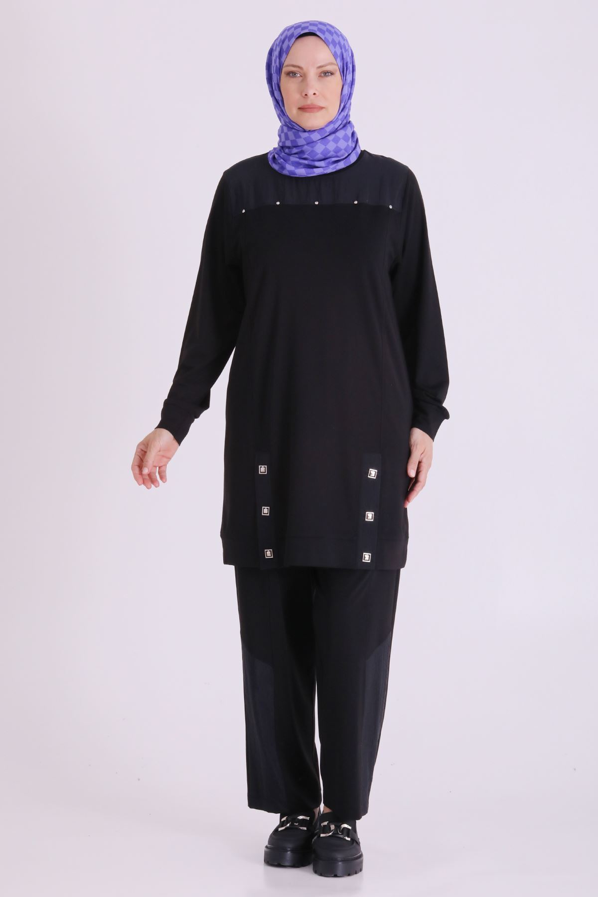 Behrem Çıtçıt Detaylı Takım-LYN04676 Siyah