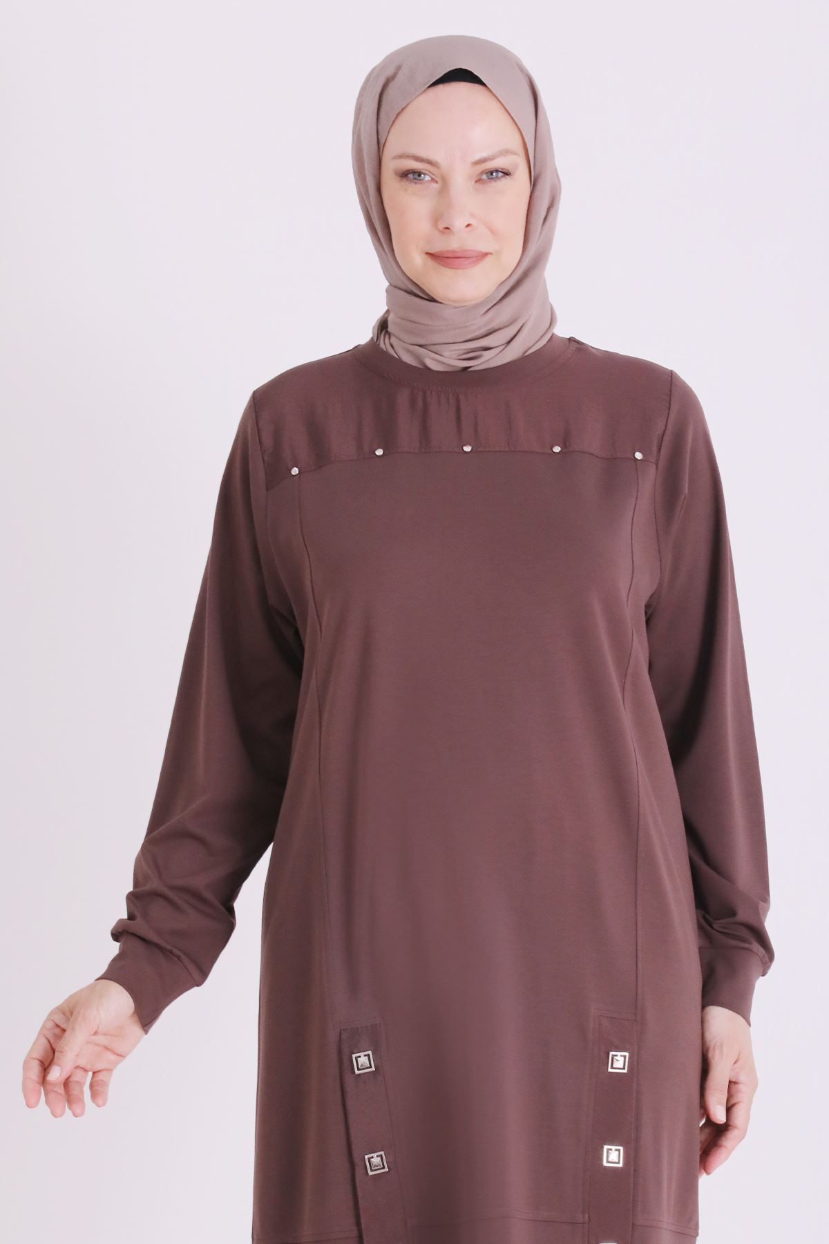 Behrem Çıtçıt Detaylı Takım-LYN04676 Kahve