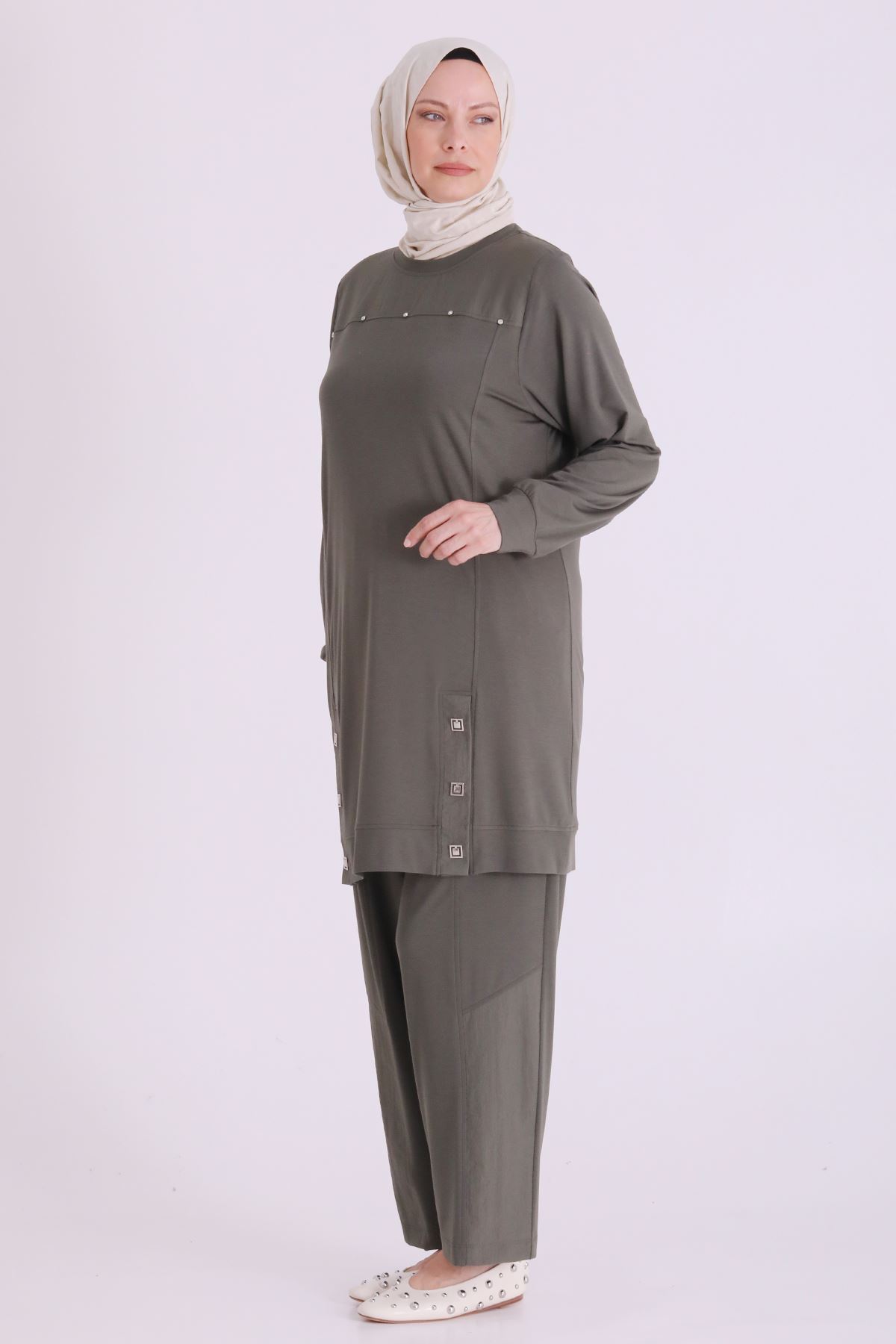Behrem Çıtçıt Detaylı Takım-LYN04676 Yeşil