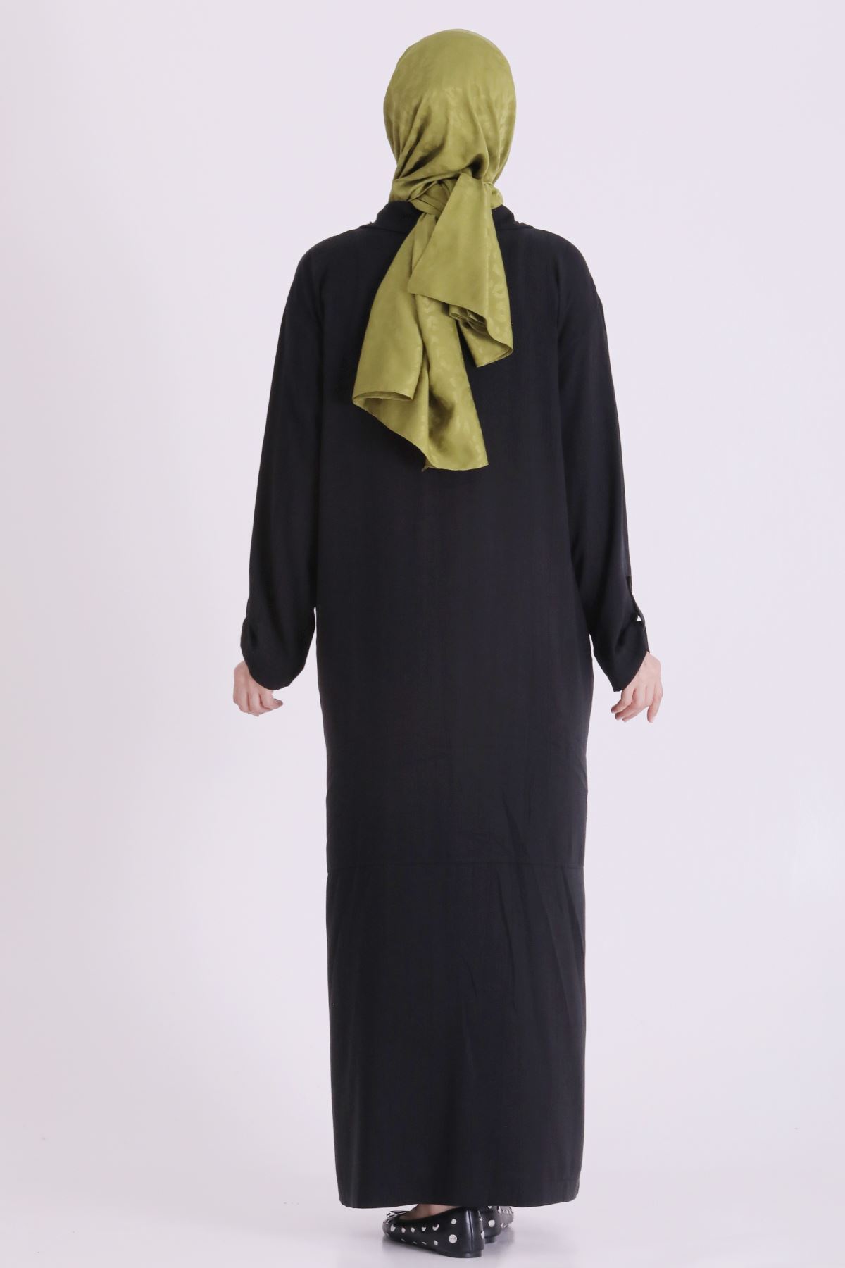 Behrem Zımba Detaylı Elbise-LYN04678 Siyah