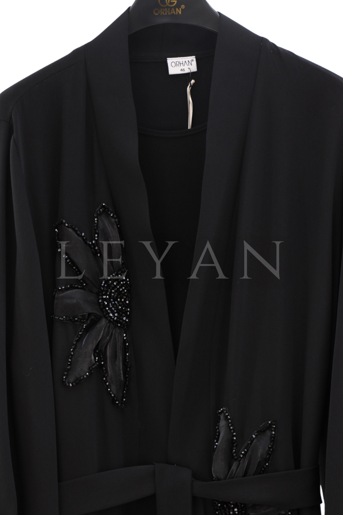 Orhan Store İşlemeli Abaya Takım-LYN04683 Siyah