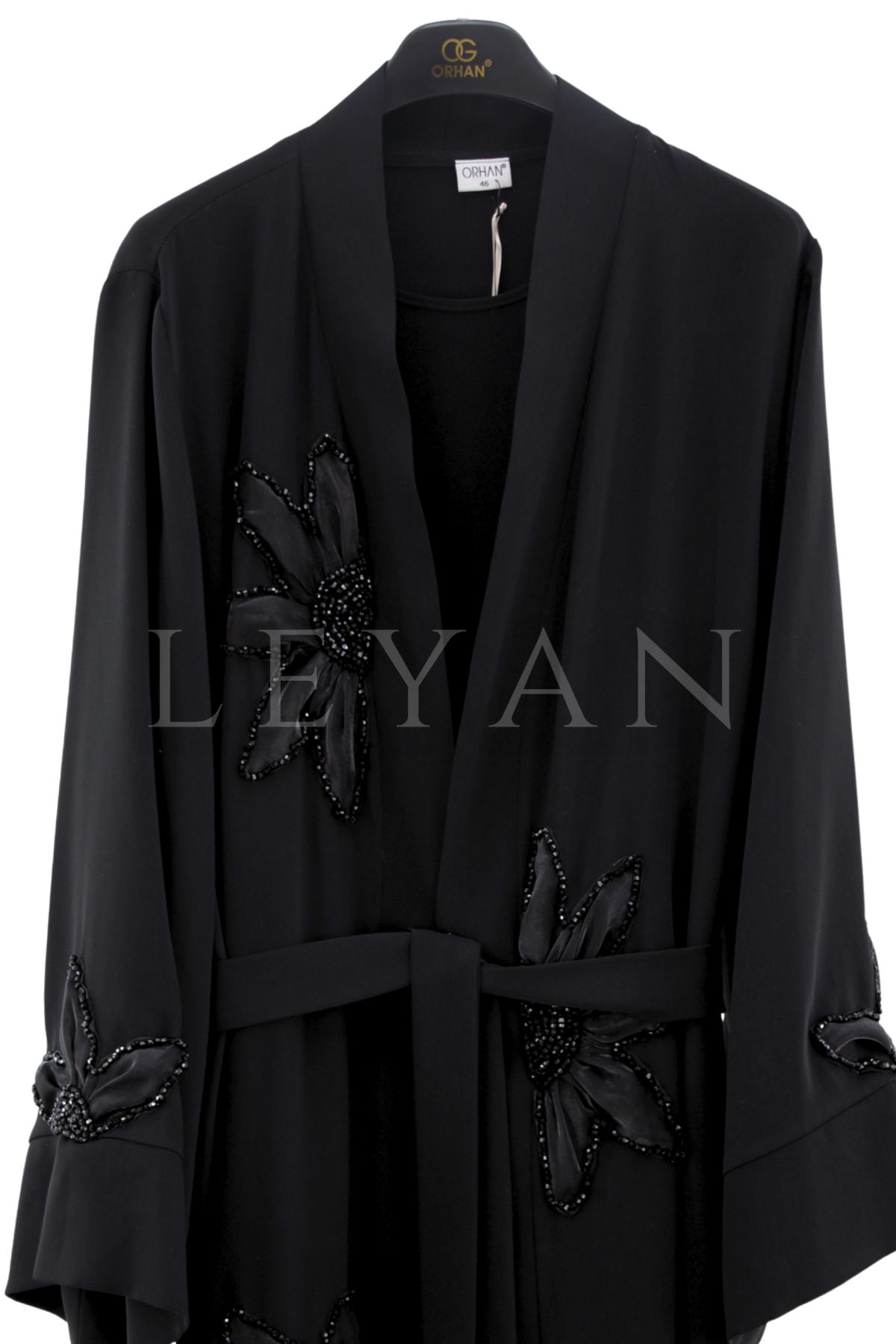 Orhan Store İşlemeli Abaya Takım-LYN04683 Siyah
