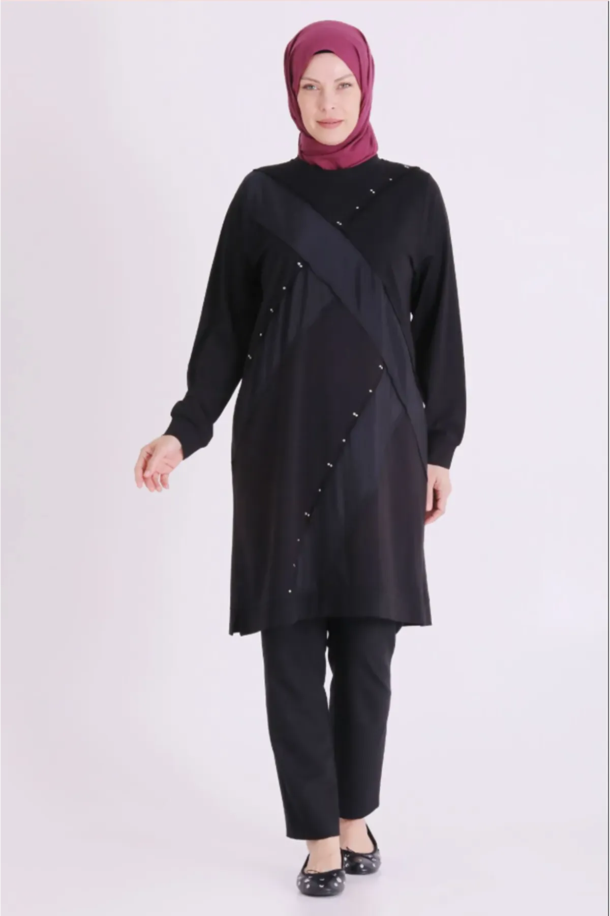 Behrem Paraşüt Detaylı Tunik-LYN04686 Siyah