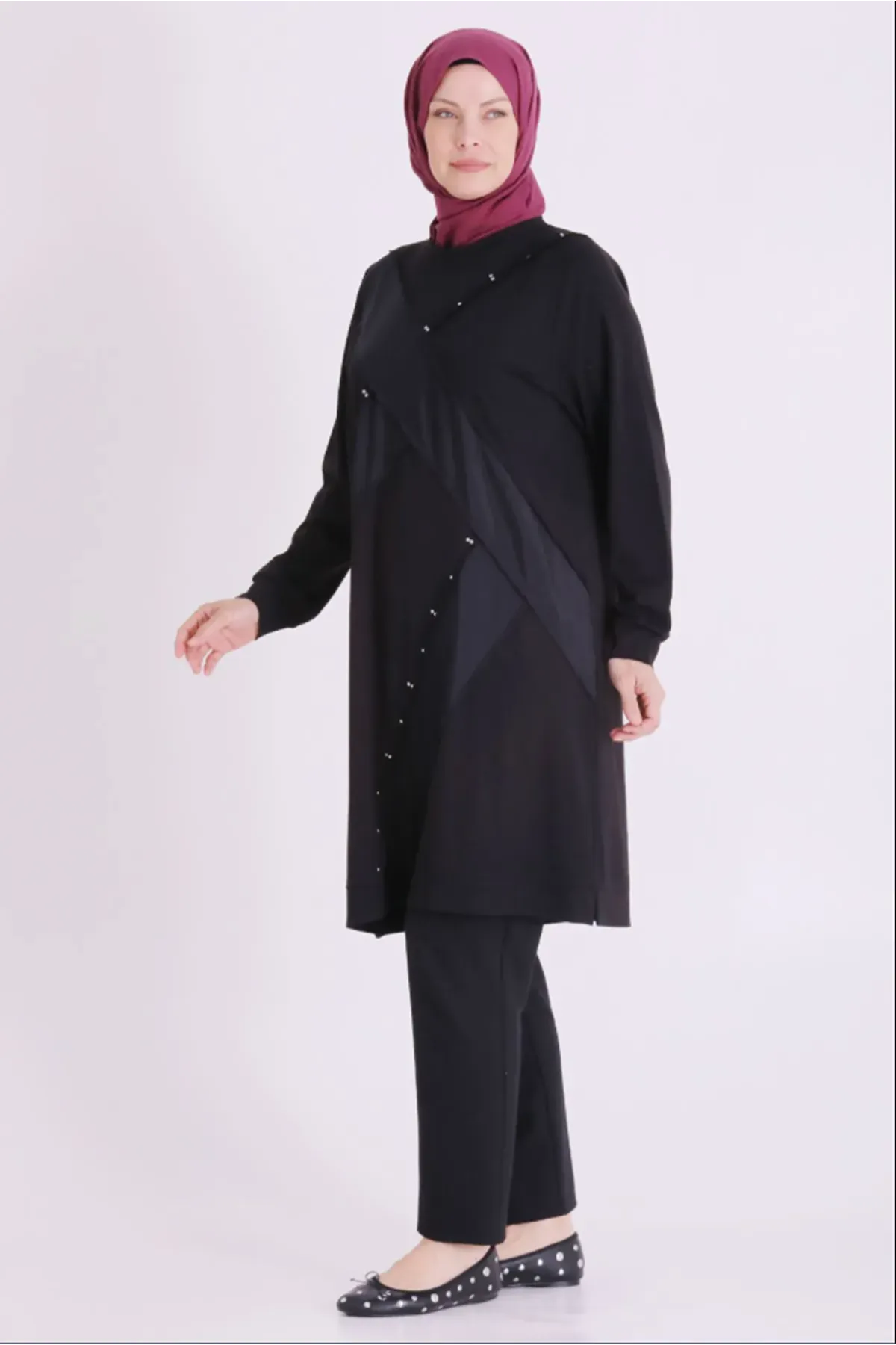 Behrem Paraşüt Detaylı Tunik-LYN04686 Siyah