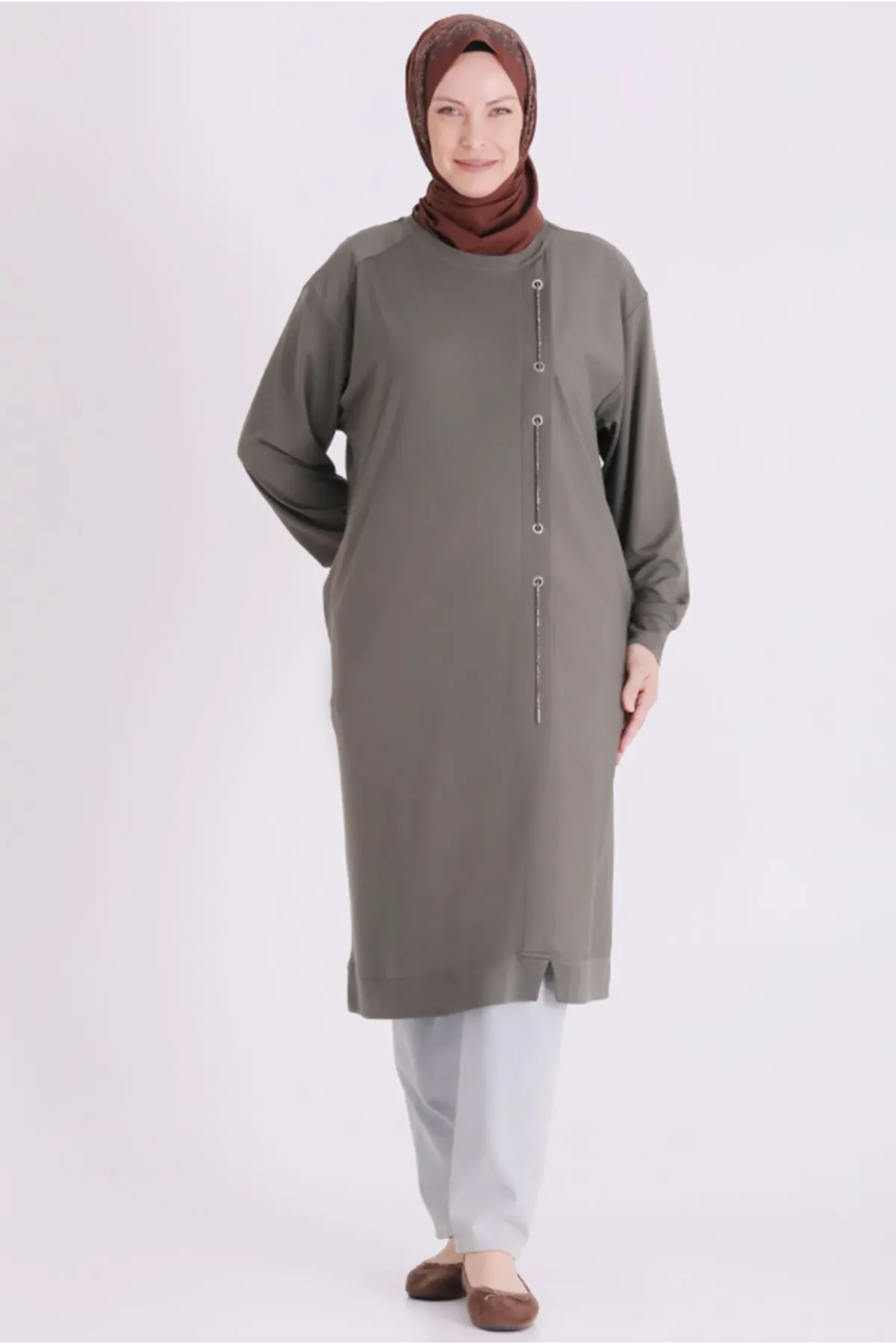 Behrem İpli Tunik-LYN04687 Yeşil
