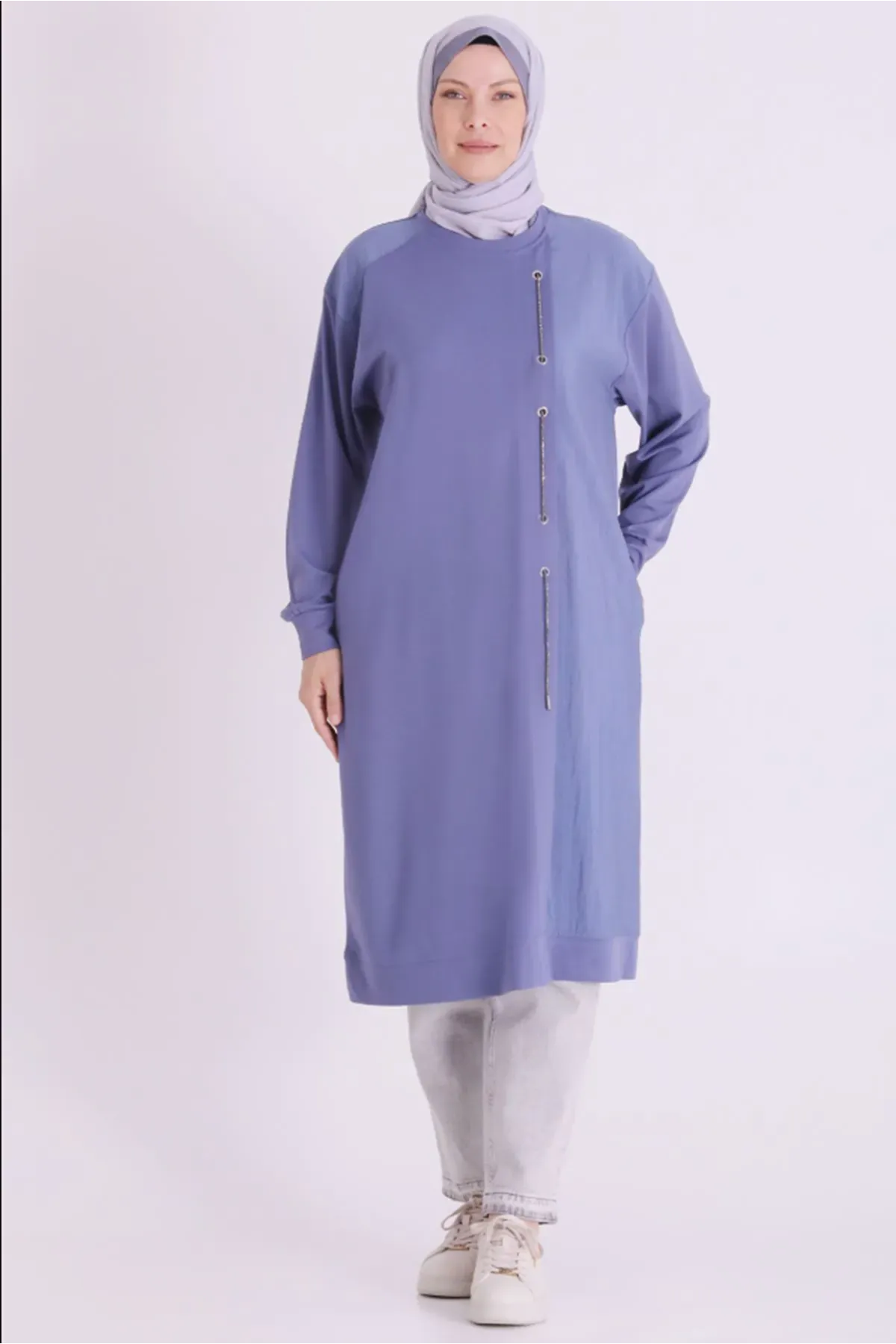 Behrem İpli Tunik-LYN04687 Morcivert