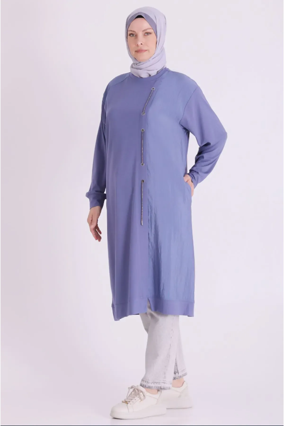 Behrem İpli Tunik-LYN04687 Morcivert