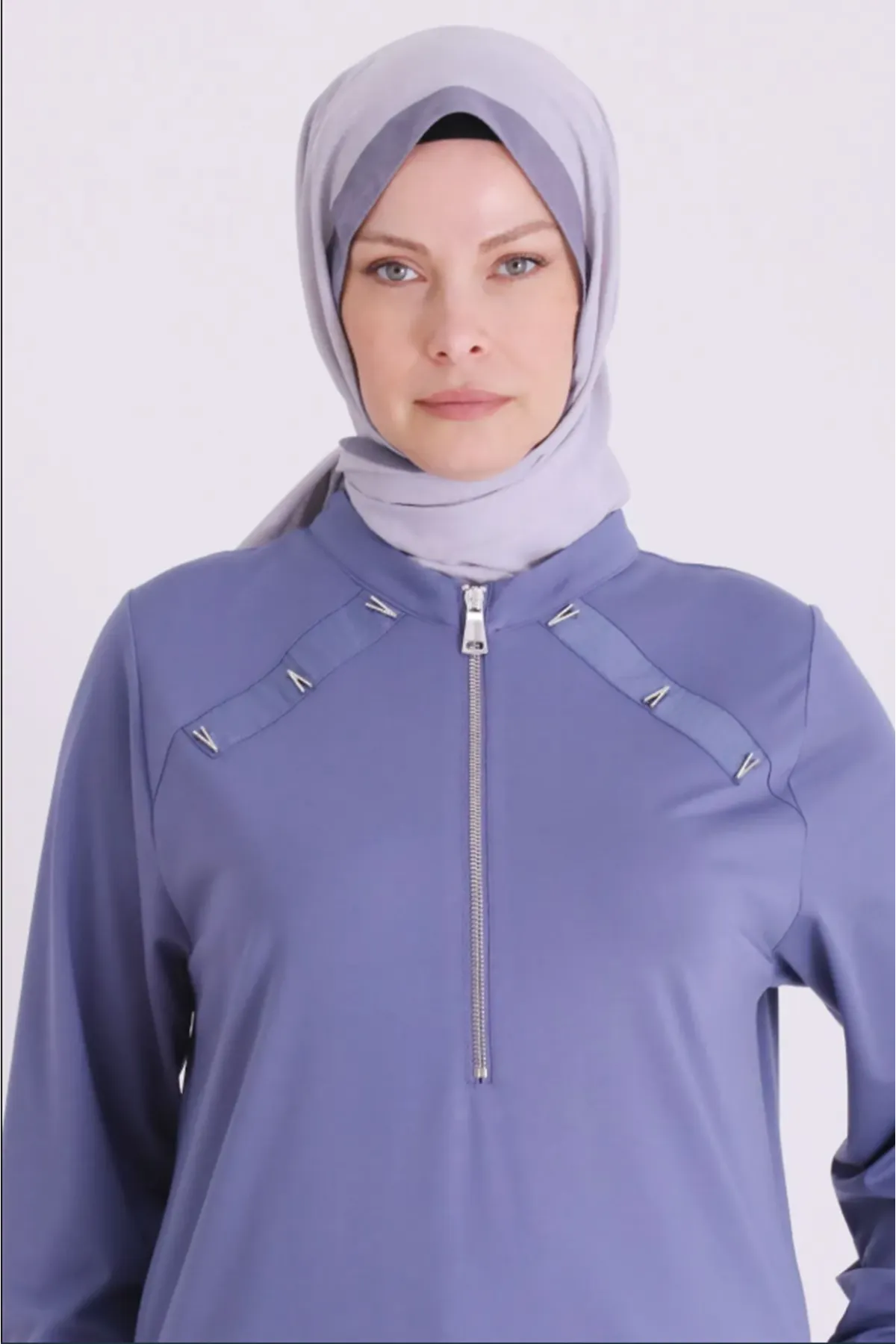 Behrem Fermuarlı Tunik-LYN04688 Morcivert