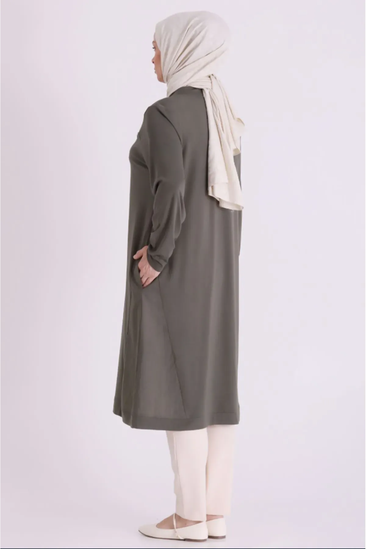 Behrem Fermuarlı Tunik-LYN04688 Yeşil