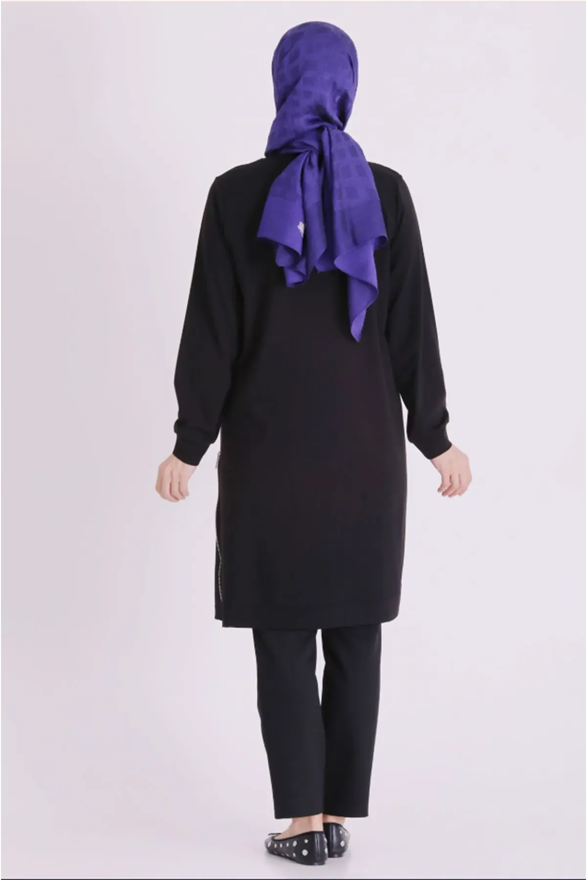 Behrem Fermuarlı Tunik-LYN04690 Siyah