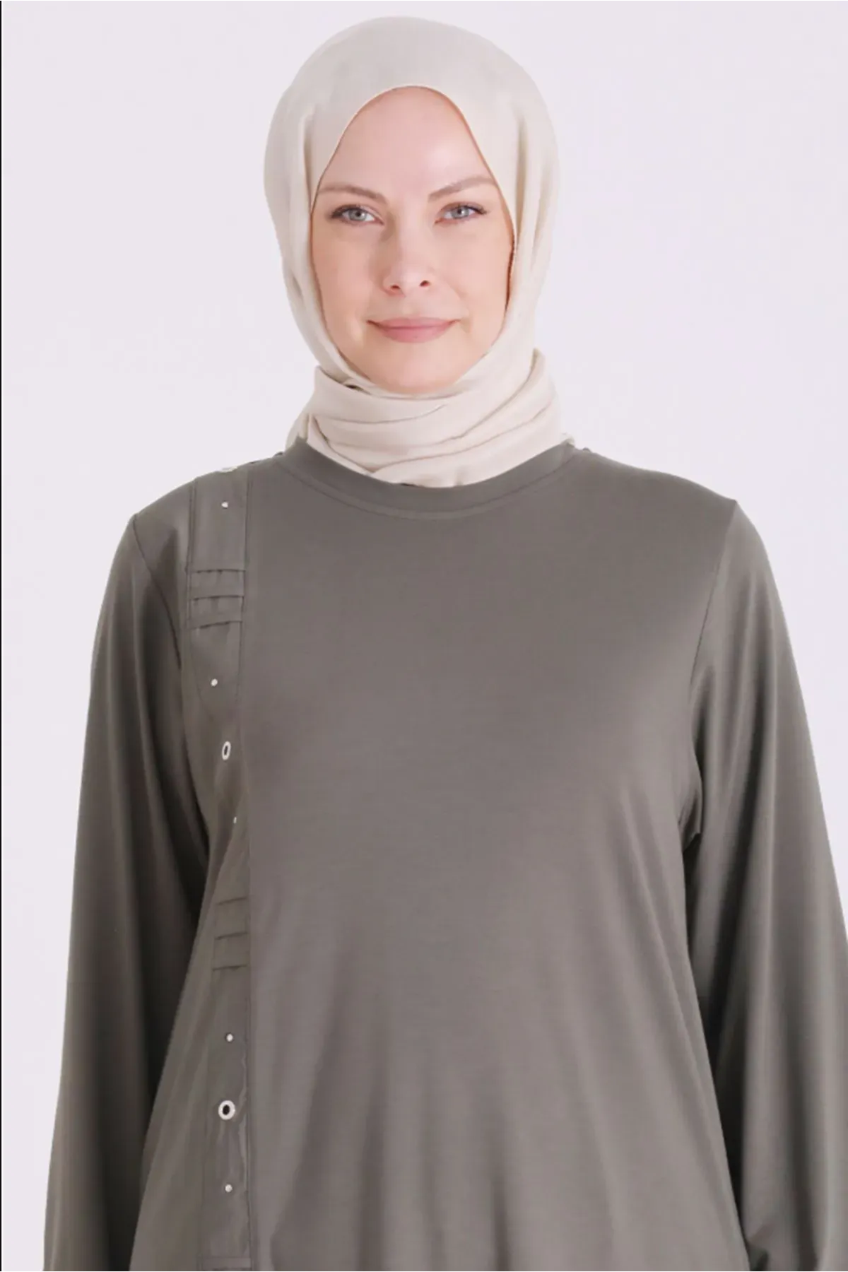 Behrem Fermuarlı Tunik-LYN04690 Yeşil