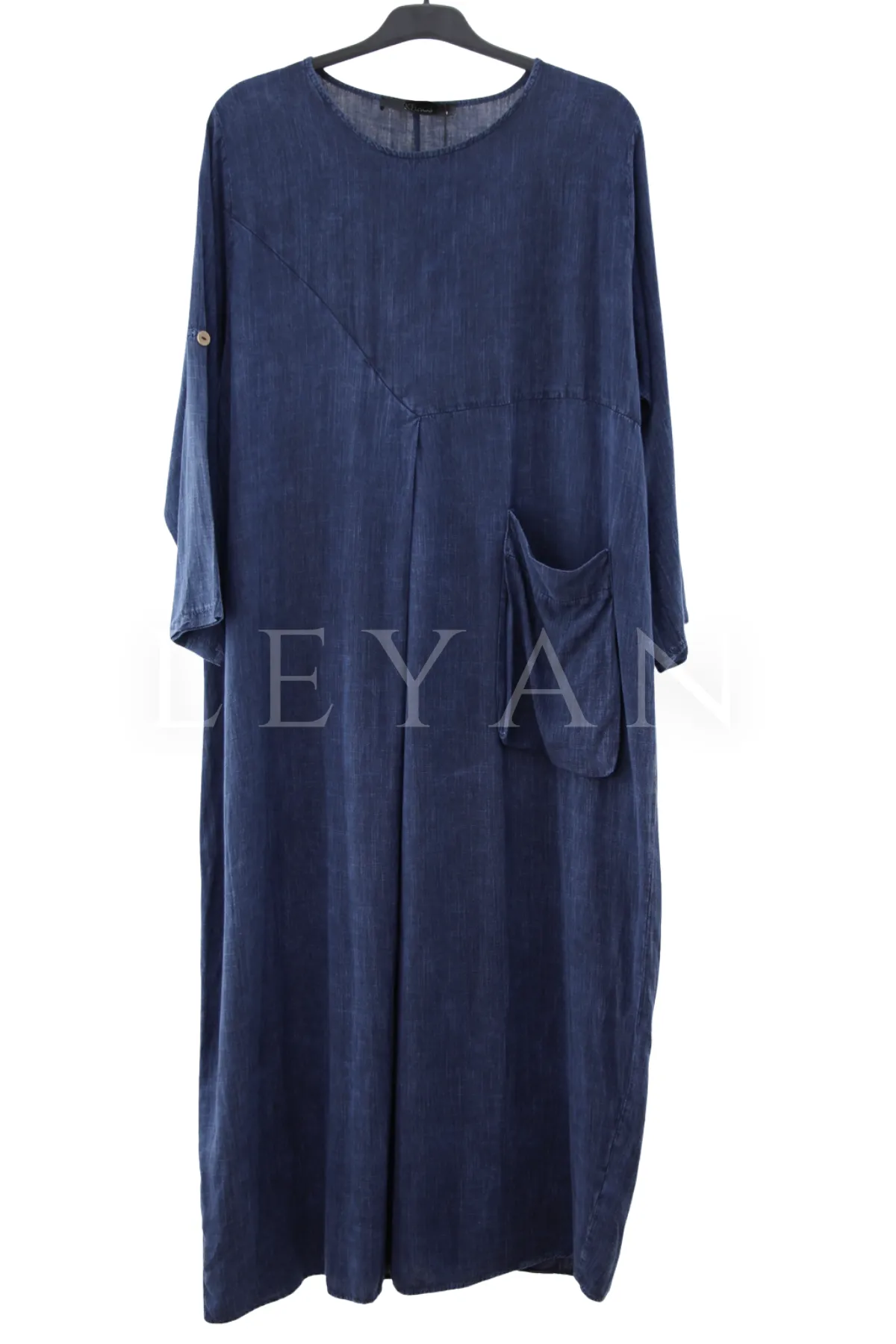 Cep Detaylı Elbise-LYN04691 Lacivert