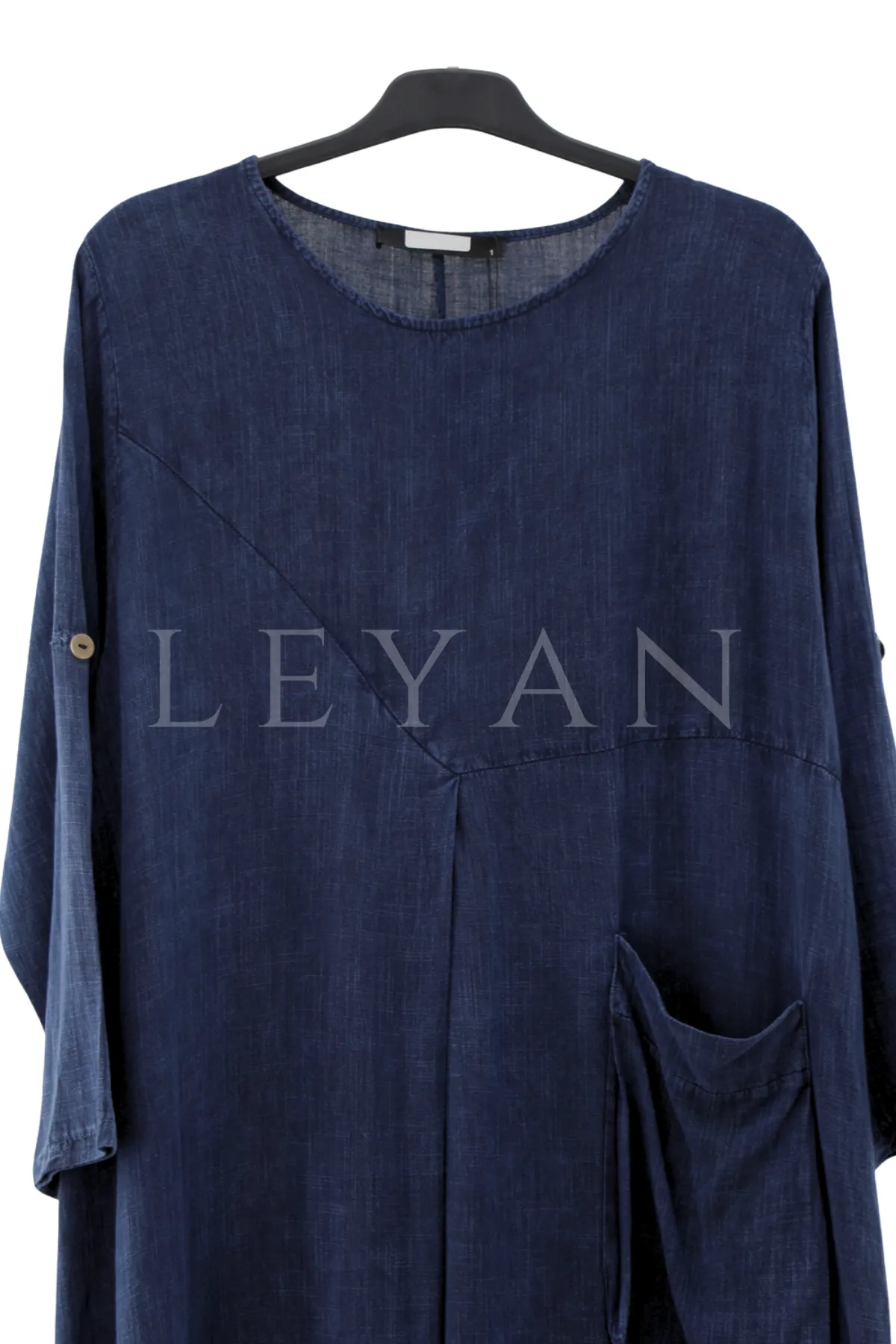 Cep Detaylı Elbise-LYN04691 Lacivert