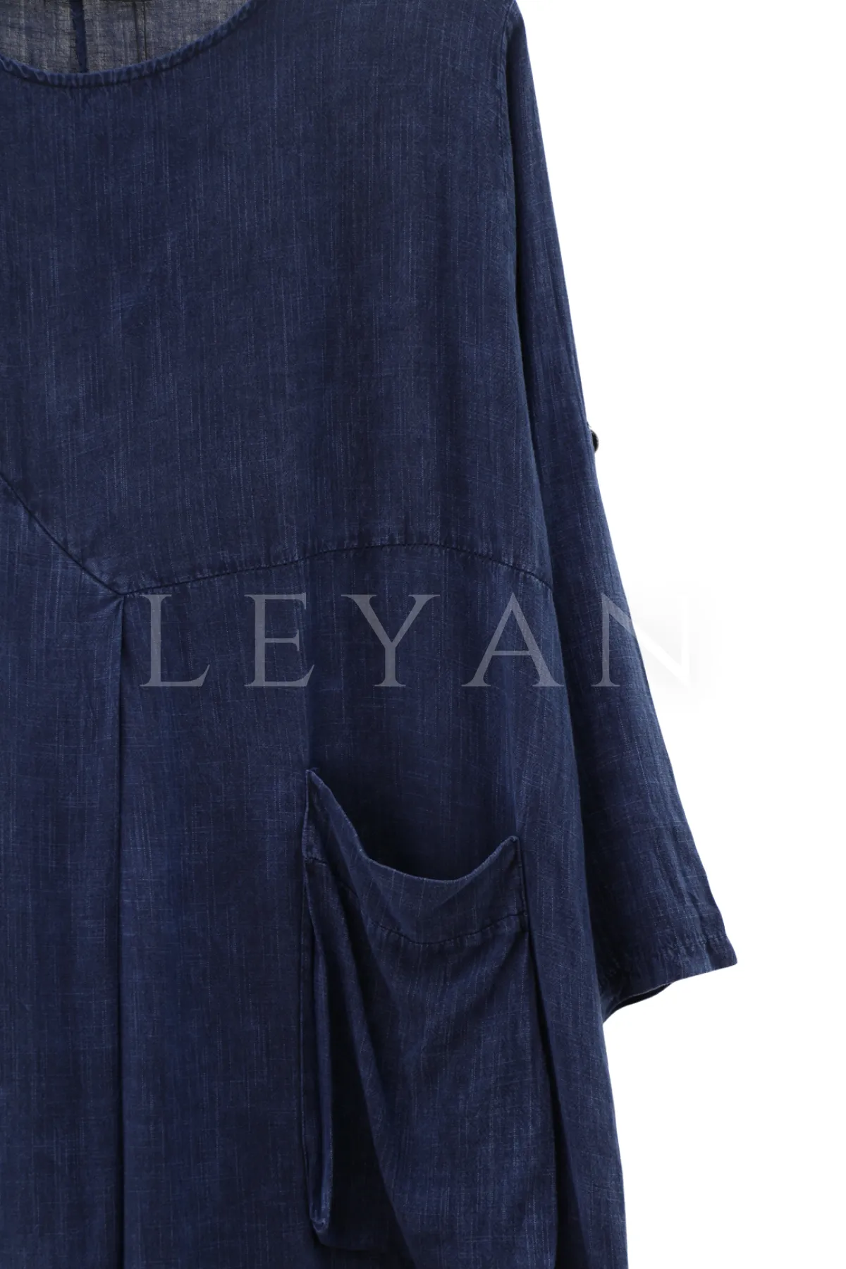 Cep Detaylı Elbise-LYN04691 Lacivert