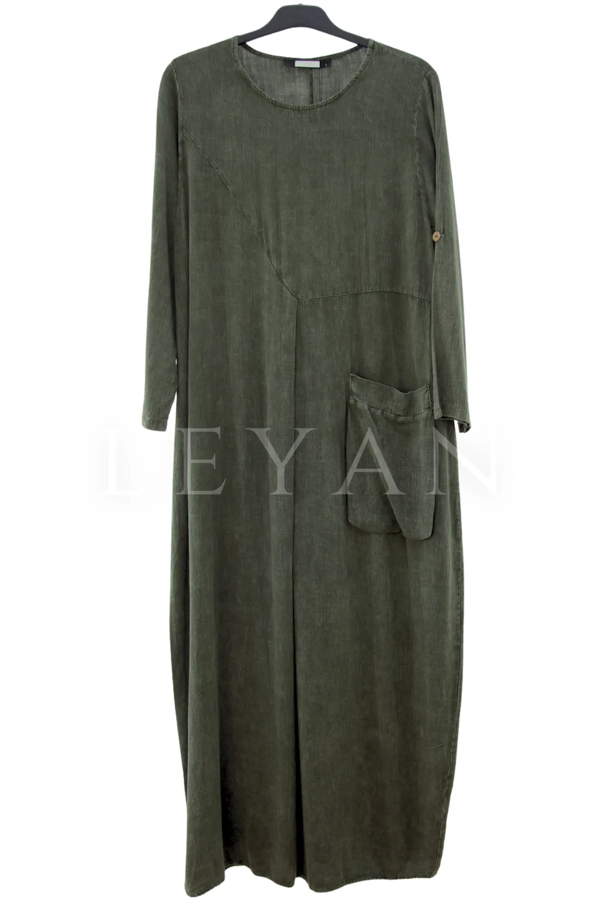 Cep Detaylı Elbise-LYN04691 Yeşil