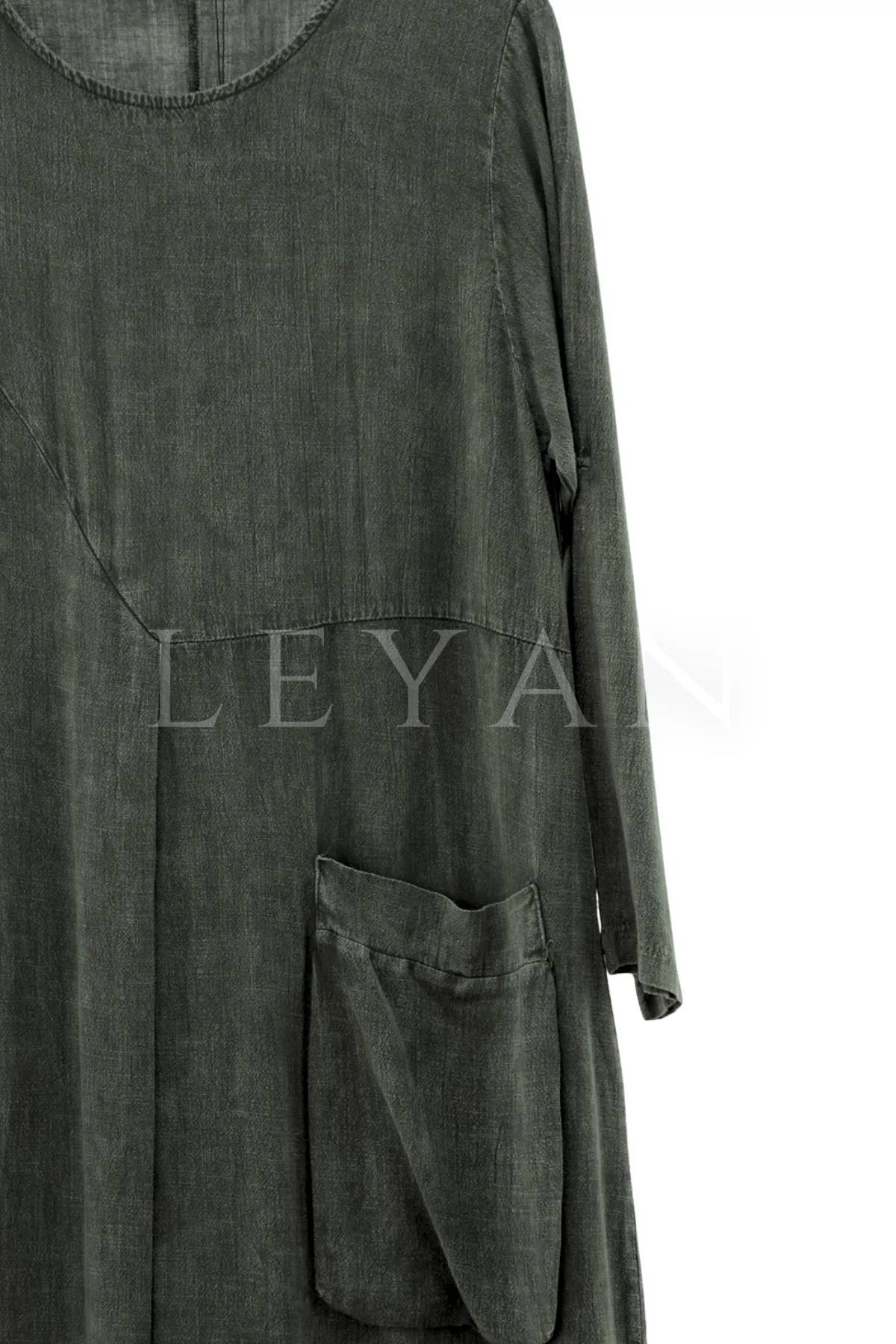 Cep Detaylı Elbise-LYN04691 Yeşil