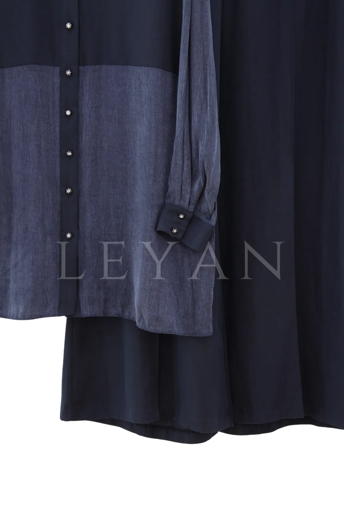 Orhan Store İşlemeli Qupra Takım-LYN04693 Lacivert