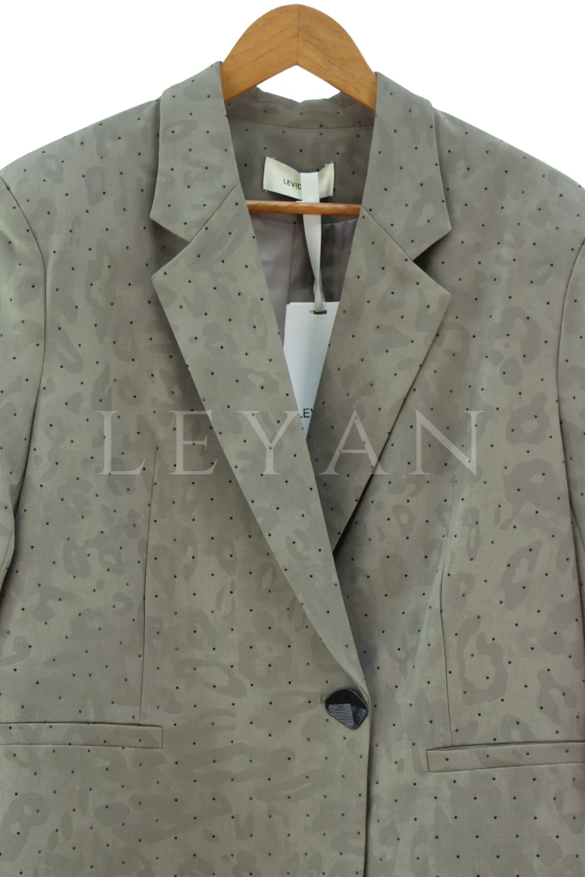 Levidor Taşlı Blazer Ceket-LYN04696 Yeşil