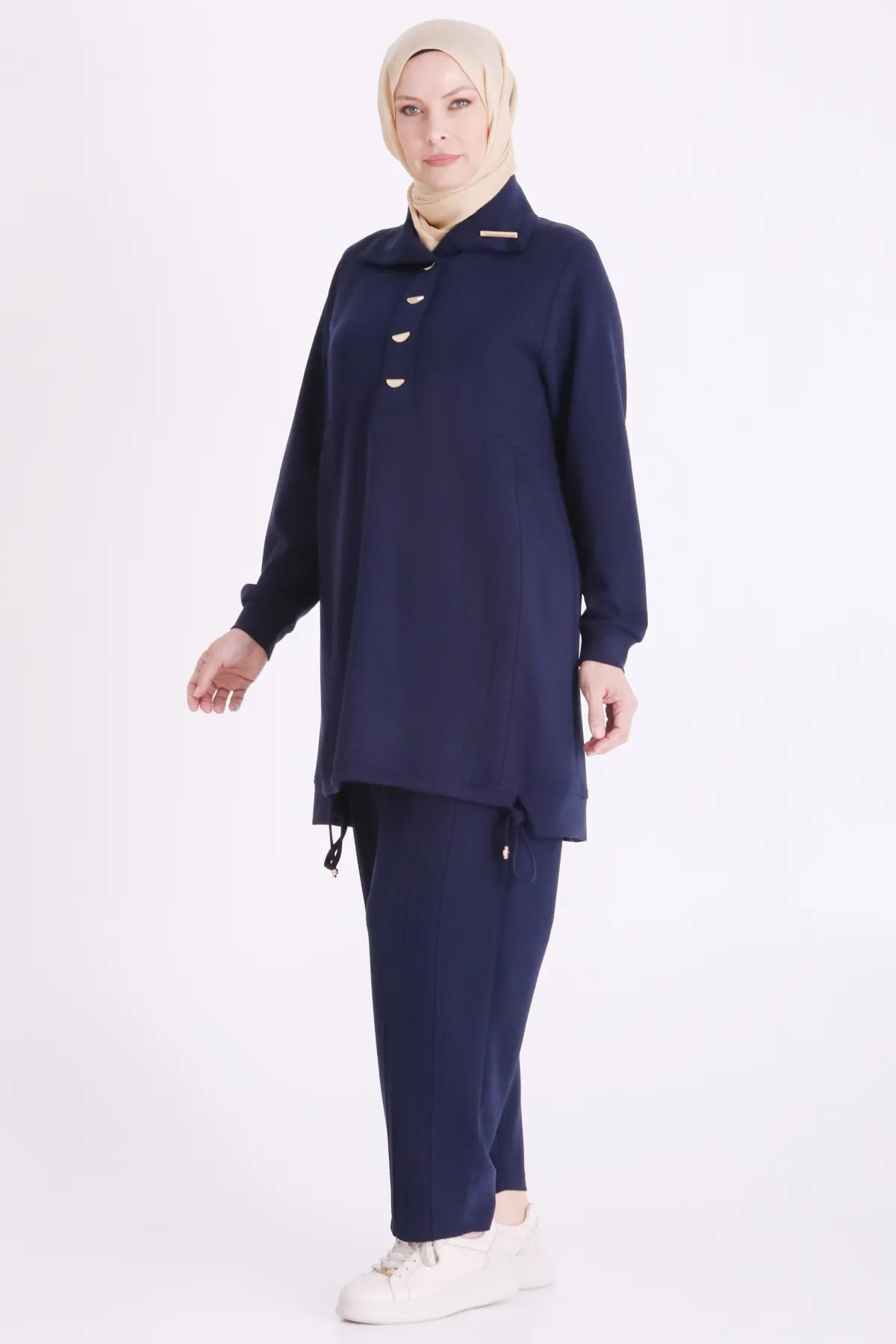 Behrem Nervür Detaylı Takım-LYN04697 Lacivert