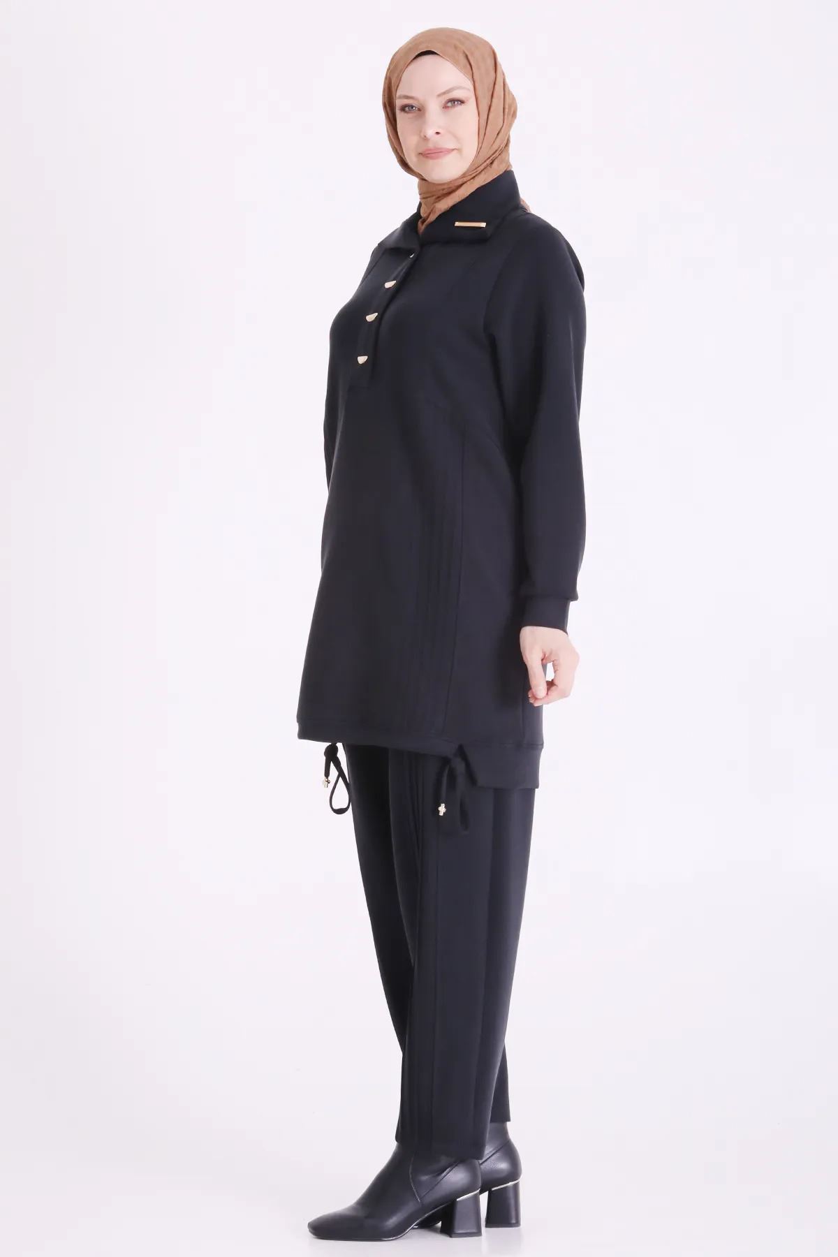 Behrem Nervür Detaylı Takım-LYN04697 Siyah