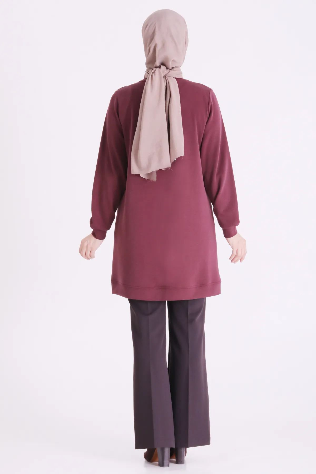 Behrem Taş İşlemeli Tunik-LYN04698 Bordo