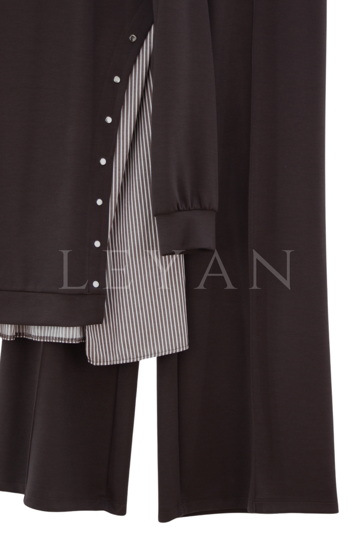 Orhan Store Gömlek Detaylı Takım-LYN04700 Kahve