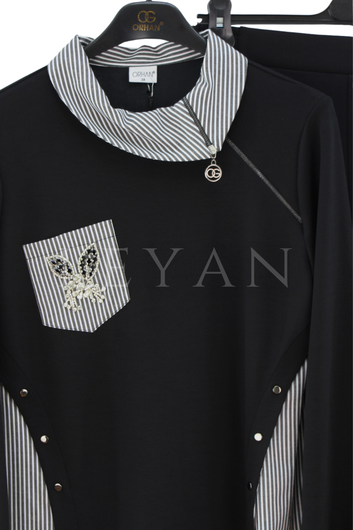 Orhan Store Gömlek Detaylı Takım-LYN04700 Siyah