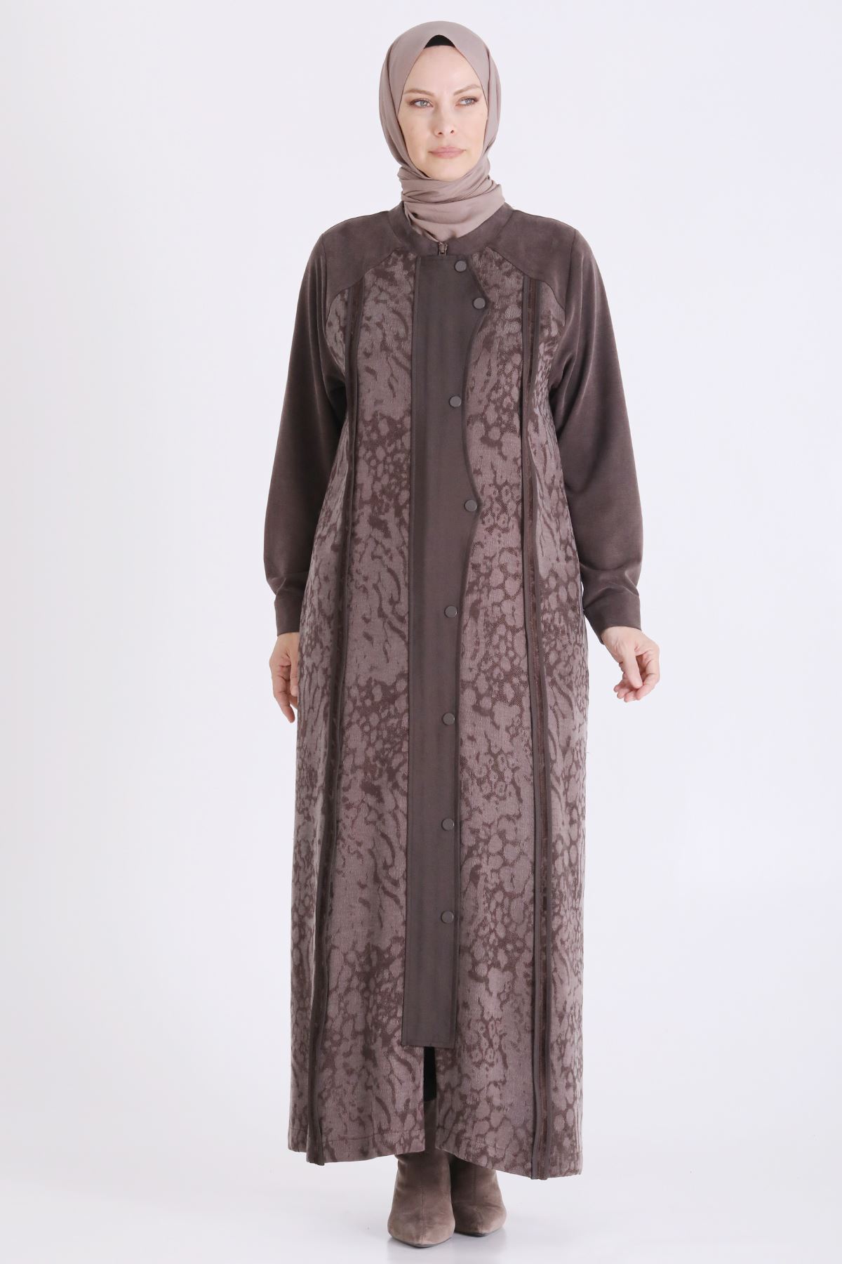 Qupra Detaylı Ferace-LYN04707 Kahve