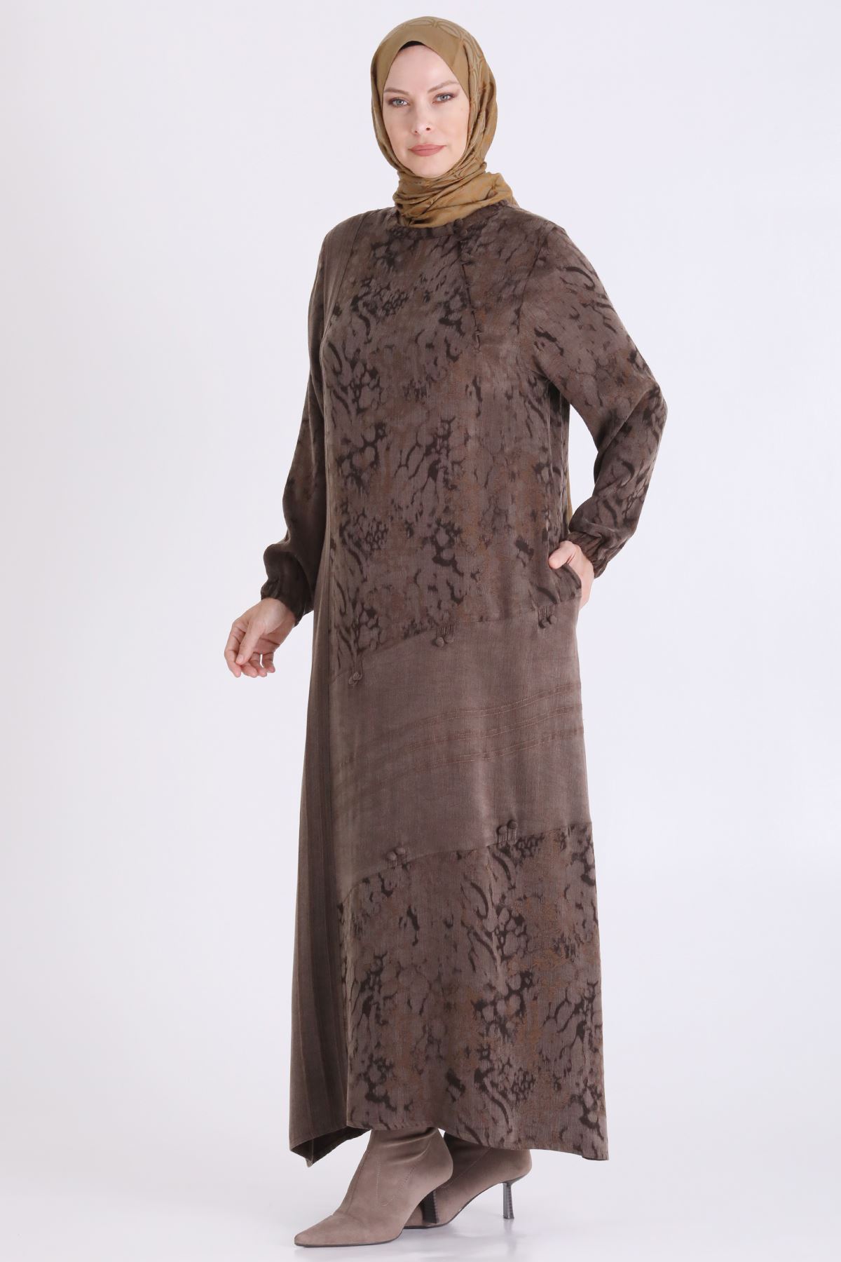 Qupra Elbise-LYN04708 Kahve