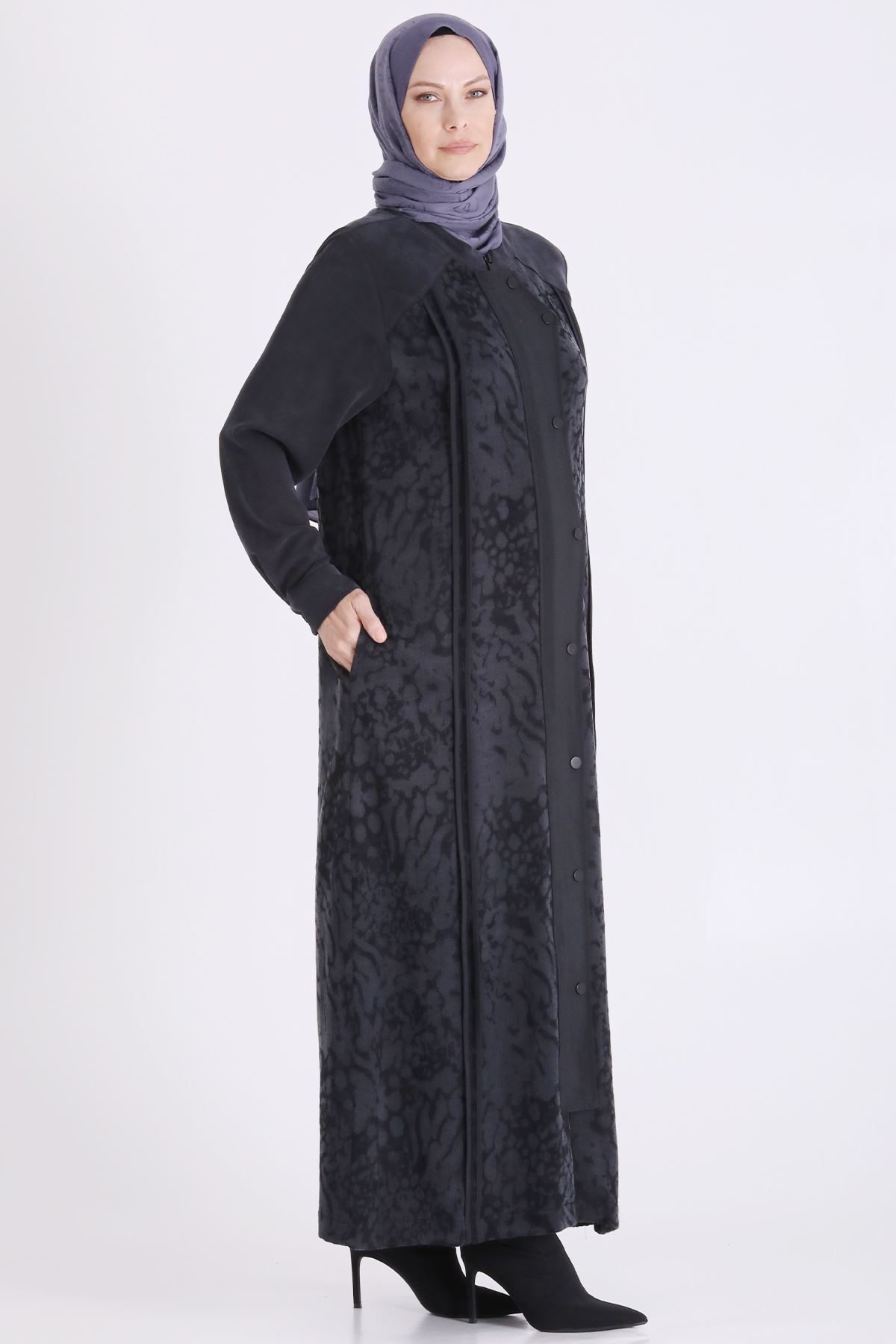Qupra Detaylı Ferace-LYN04707 Siyah