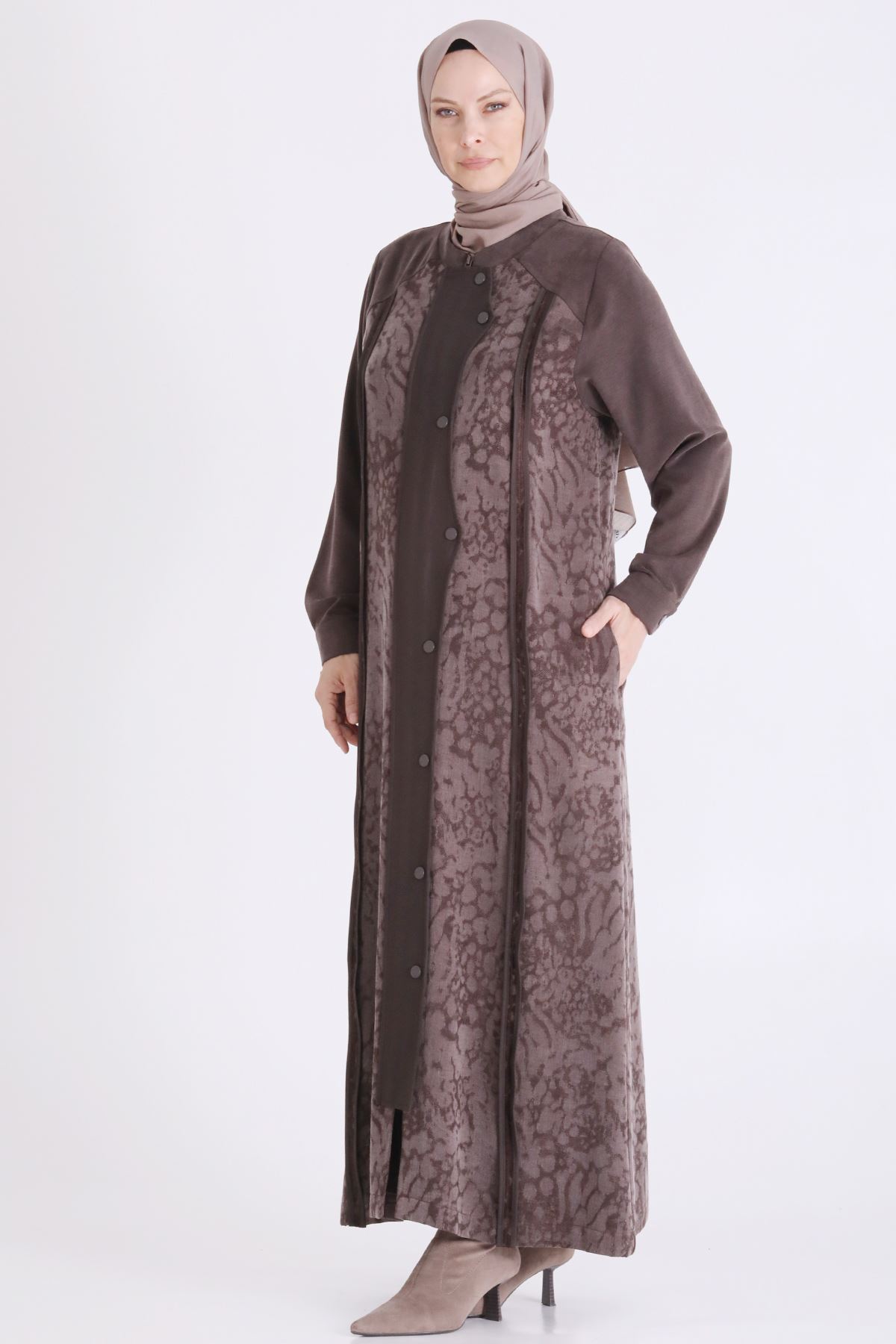 Qupra Detaylı Ferace-LYN04707 Kahve