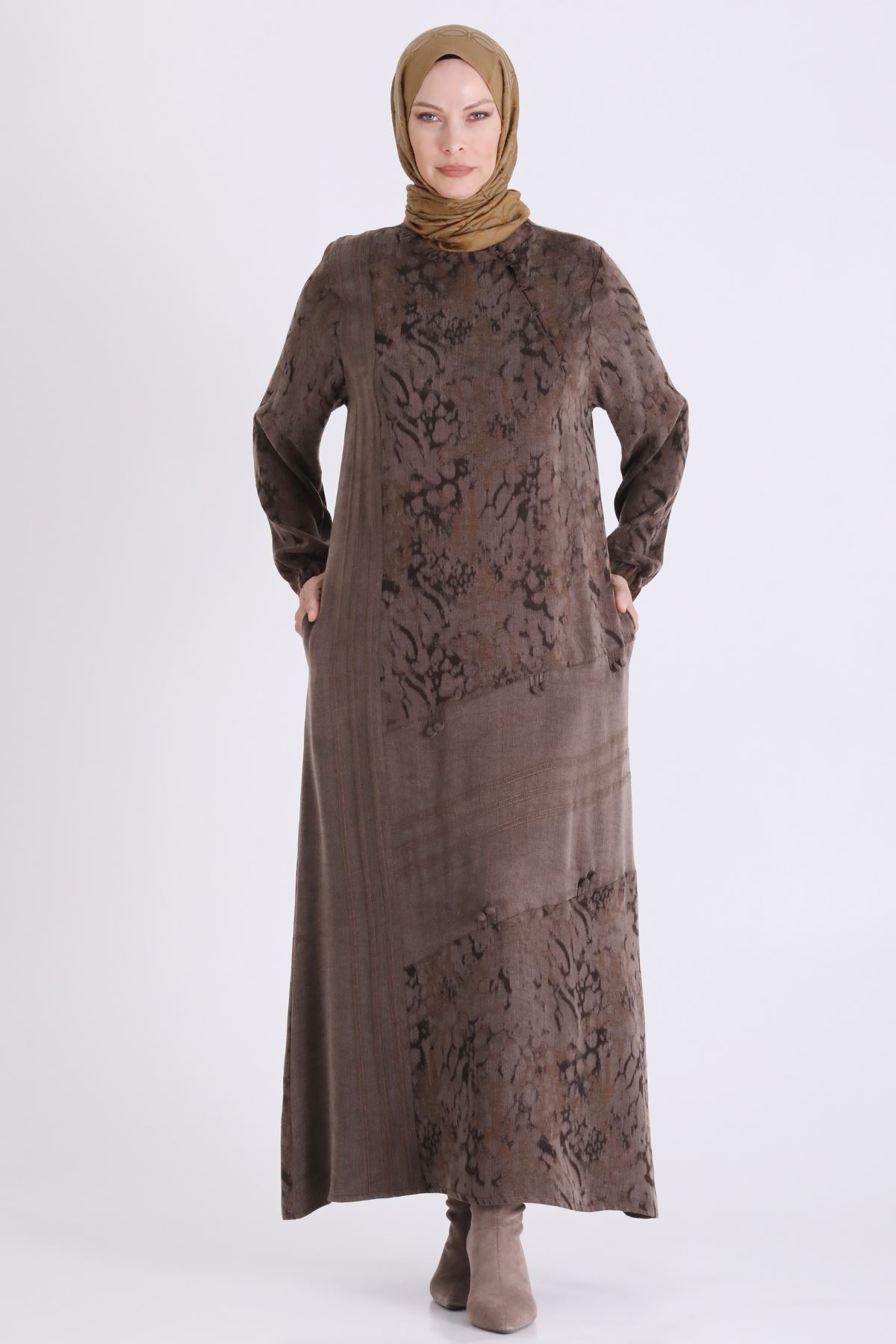Qupra Elbise-LYN04708 Kahve